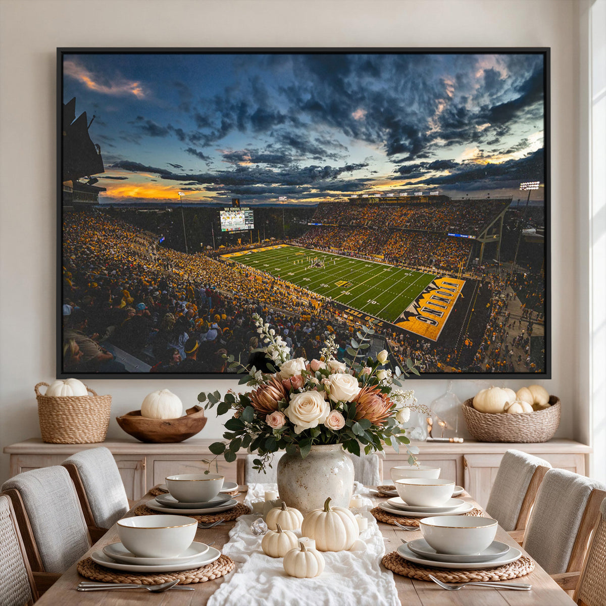 61020-MGV-CV-36X24 - University of Wyoming Cowboys Football Team Print, Laramie, Framed and Ready to Hang