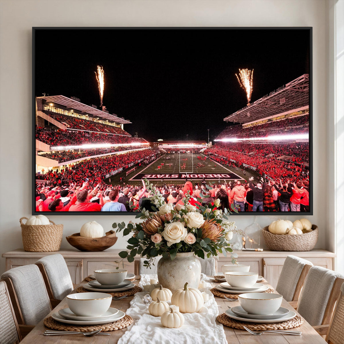 52633-MGV-CV-36X24 - Oregon State Beavers Football Team Print, Corvallis Reser, Framed and Ready to Hang