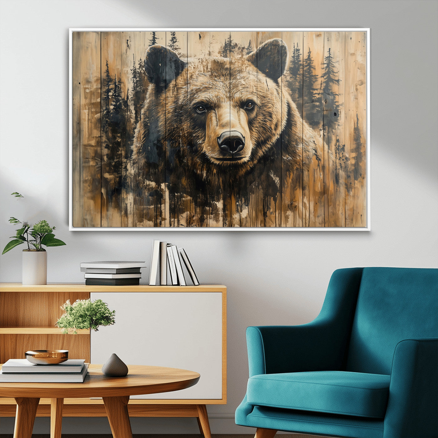 MGV-FC-36X24 - Majestic Grizzly 399 Bear Wall Art | 3-Panel Rustic Canvas Print for Living Room, Office, or Cabin