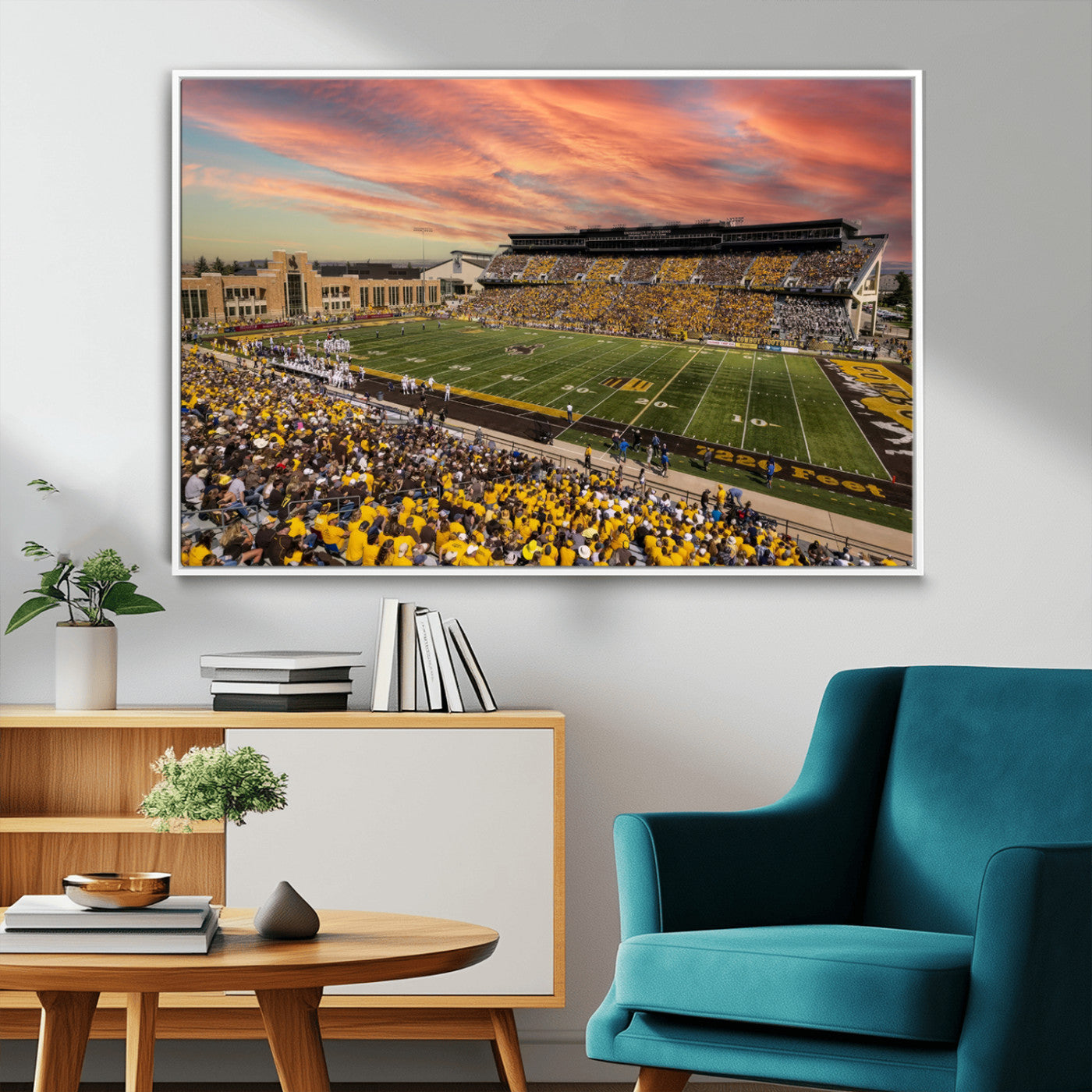 MGV-FC-36X24 - University of Wyoming Cowboys Football Team Print - Laramie Jonah Field War Memorial Stadium Wall