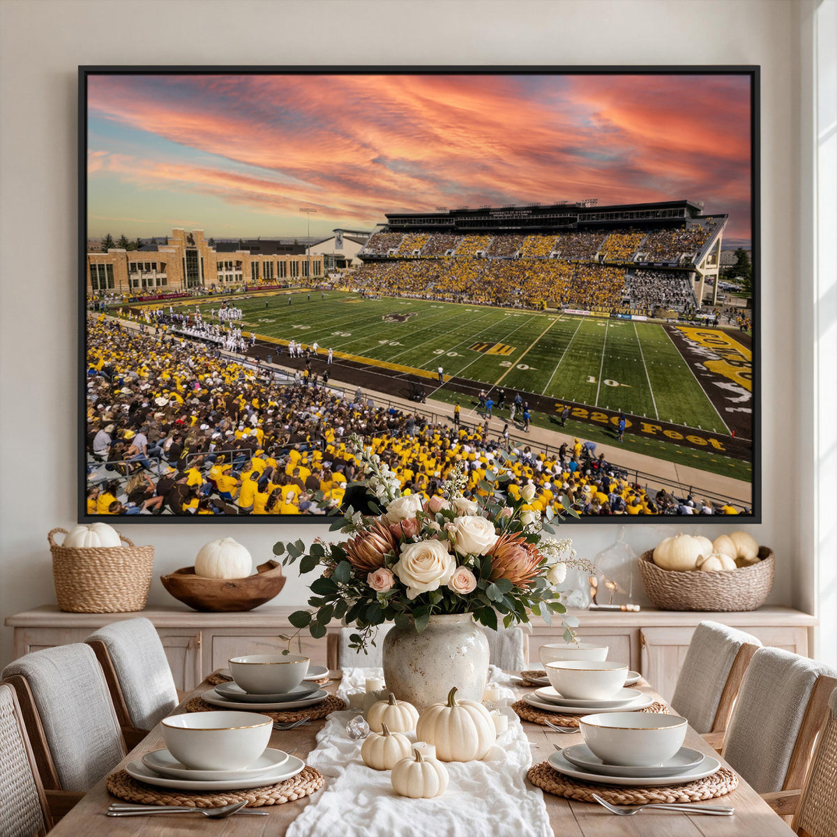 90508-MGV-CV-36X24 - University of Wyoming Cowboys Football Team Print, Laramie, Extra Large Game Room Wall Decor