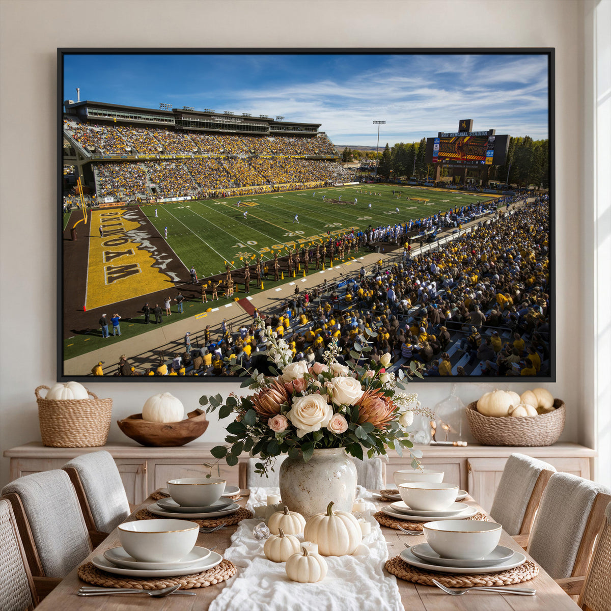 89846-MGV-CV-36X24 - University of Wyoming Cowboys Football Team Print, Laramie, Man Cave Wall Decor