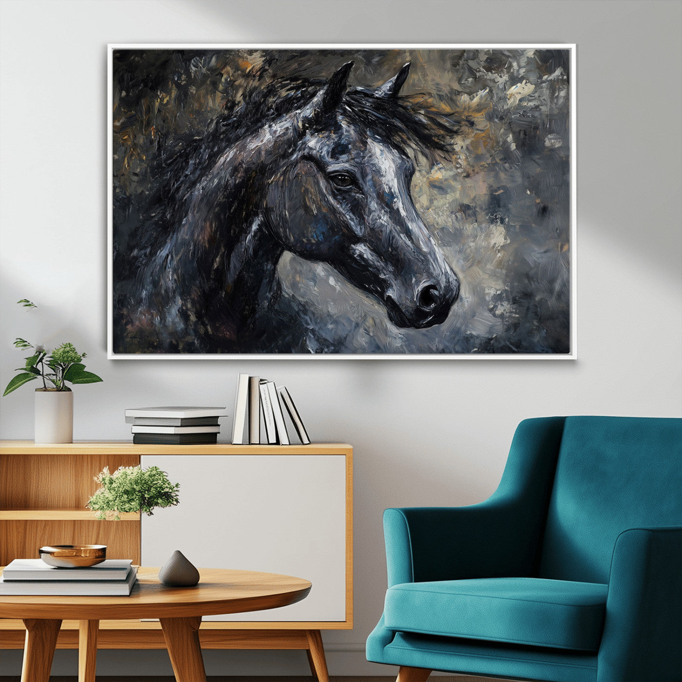 MGV-FC-36X24 - Large Abstract Horse Wall Art Canvas Print | Farmhouse Wall Decor | Rustic Horse Art | Western Cabin