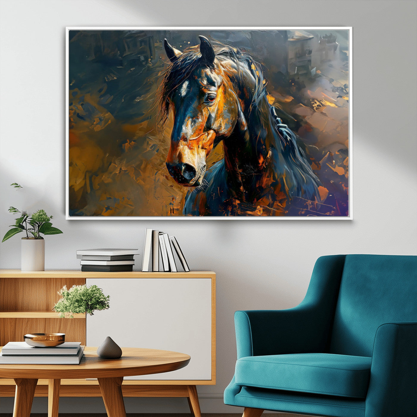 MGV-FC-36X24 - Abstract Horse Wall Art Canvas Print | Farmhouse Wall Decor | Western Cabin Art | Rustic Horse Decor