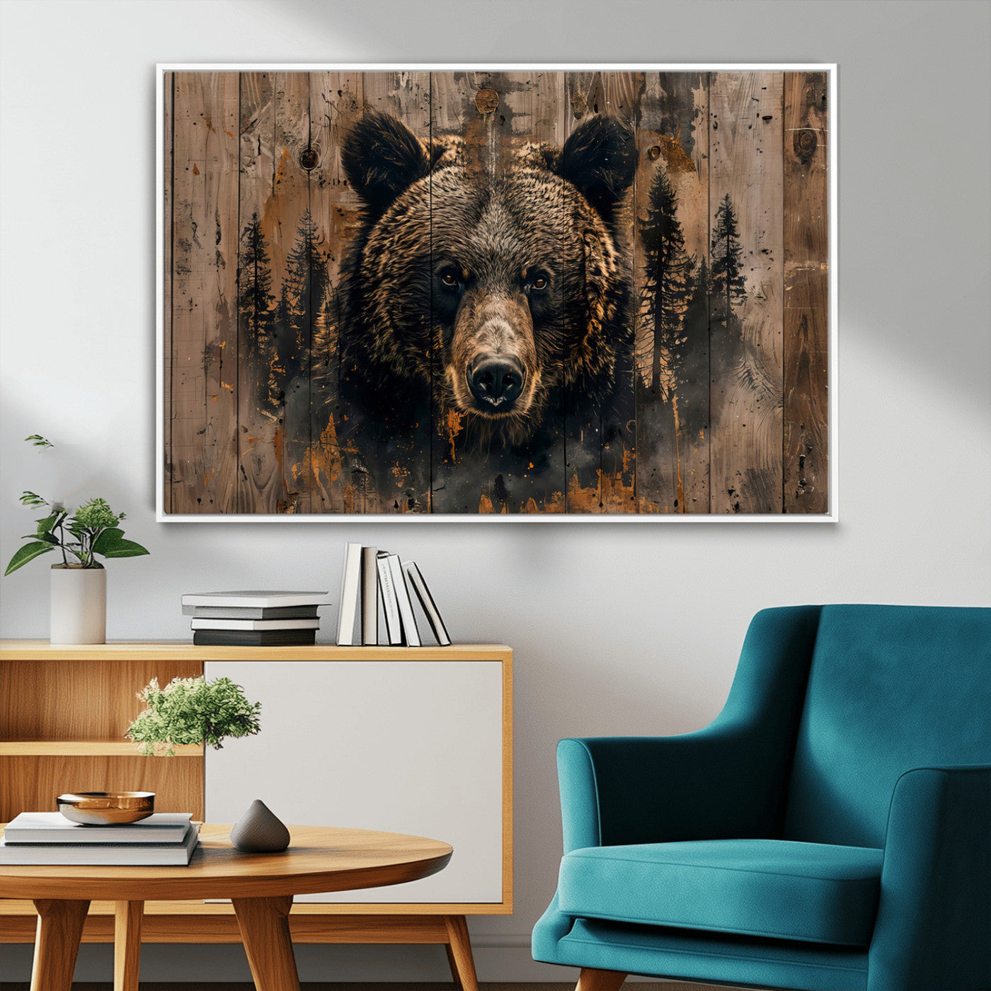 MGV-FC-36X24 - Rustic Grizzly 399 Wall Art | Triptych Canvas Print | Rustic Cabin Wall Decor | Perfect for