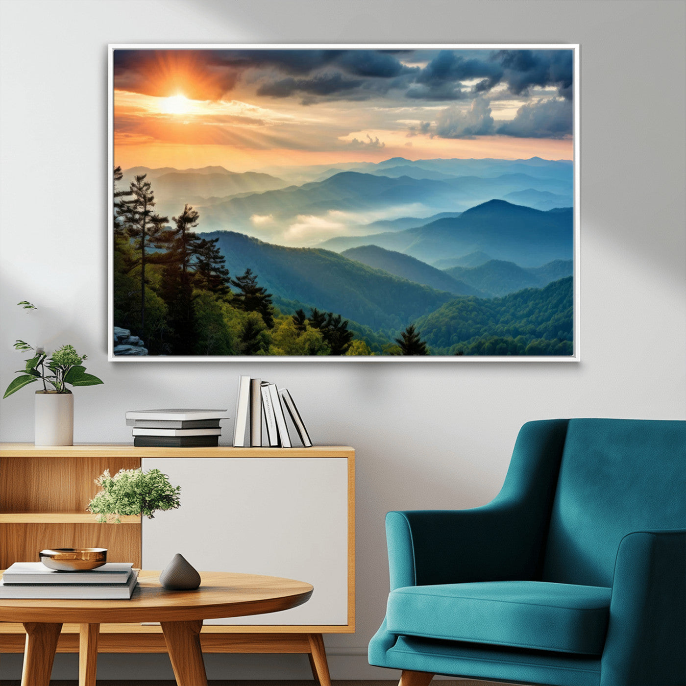 MGV-FC-36X24 - Sunrise Over Mountain Range Wall Art Canvas Print, Farmhouse Wall Decor, Cabin Wall Art
