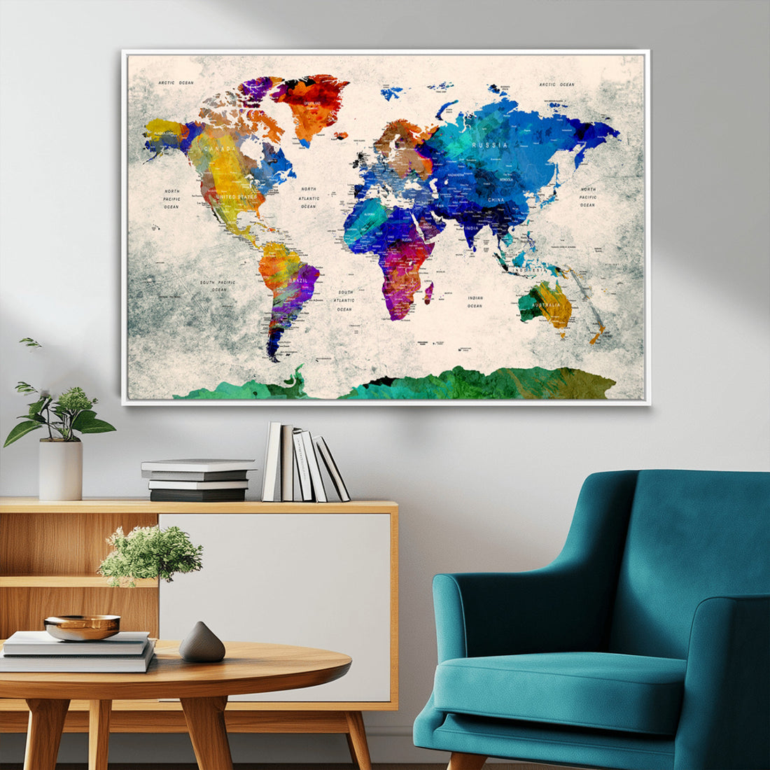 World Map Canvas Print | Framed Travel Map Wall Art for Home and Office