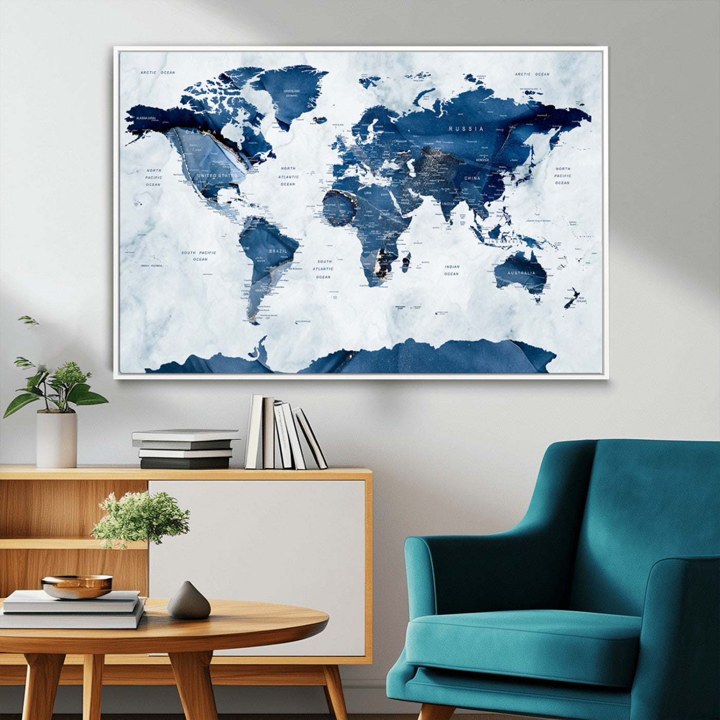 MGV-FC-36X24 - Push Pin World Map Canvas Print – Framed Wall Art for Couples to Track Their Travels – Anniversary