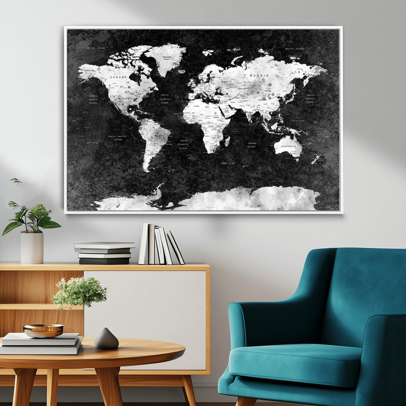 MGV-FC-36X24 - Push Pin World Map Canvas Print – Framed Wall Art for Couples to Track Their Travels – Anniversary