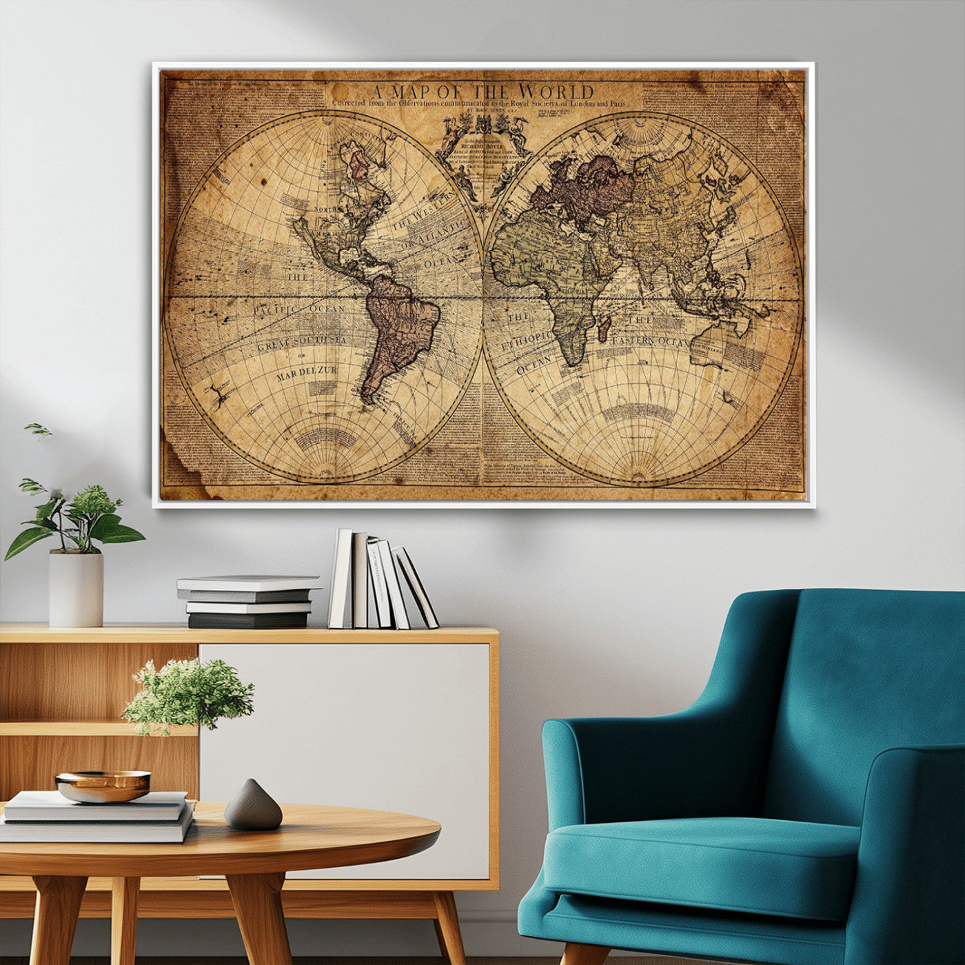 MGV-FC-36X24 - Push Pin World Map Canvas Print – Framed Wall Art for Couples to Track Their Travels – Anniversary