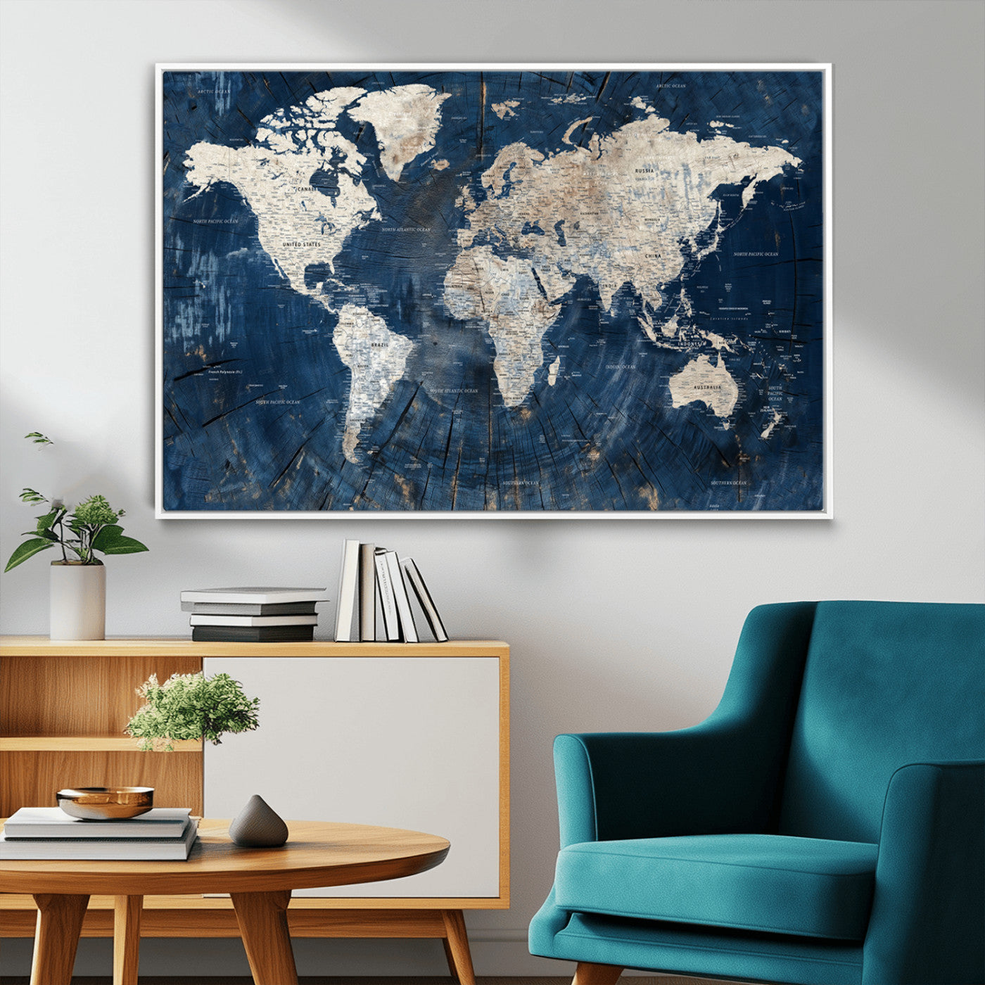 MGV-FC-36X24 - Push Pin World Map Canvas Print – Framed Wall Art for Couples to Track Their Travels – Anniversary