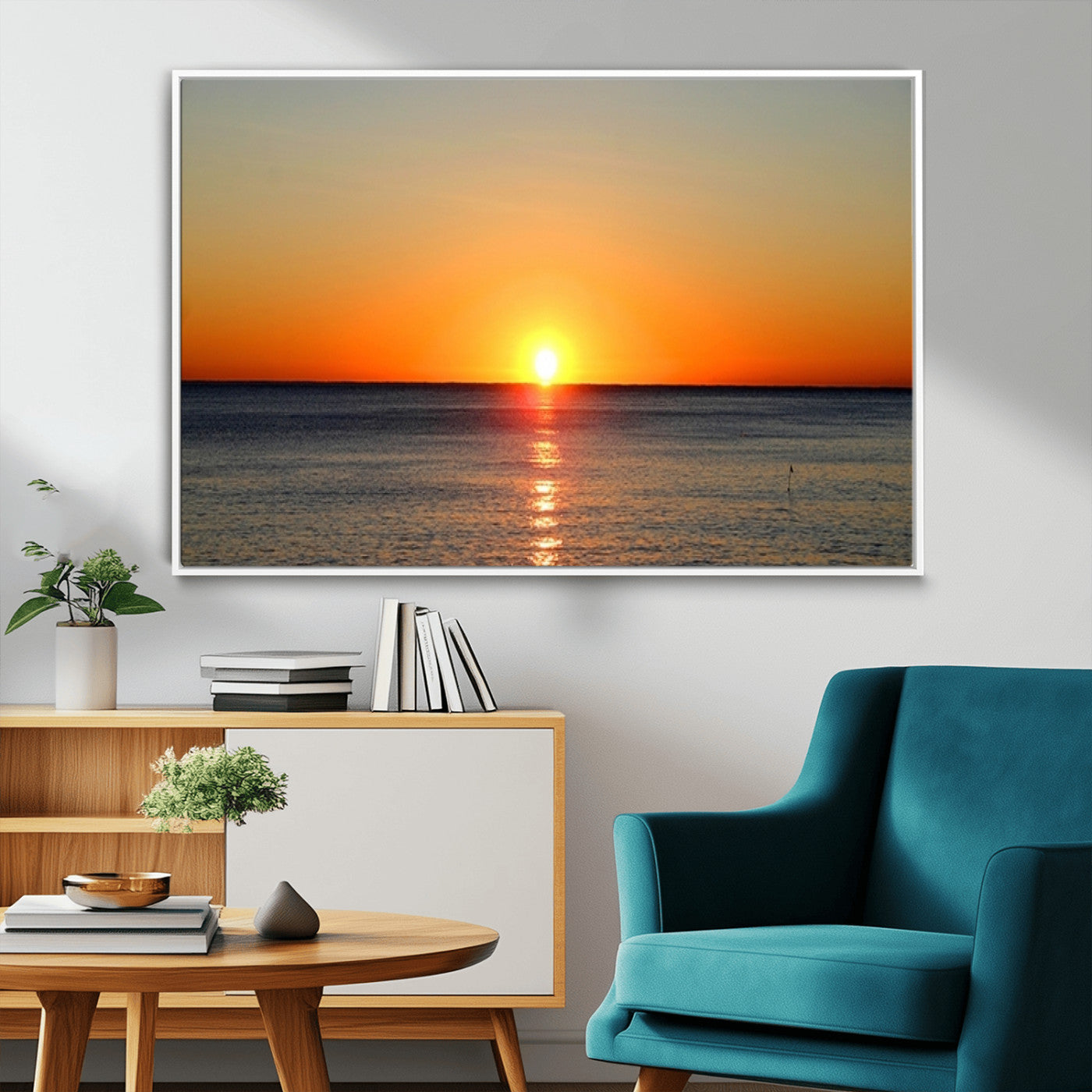 54676-MGV-CV-36X24-Golden Horizon Sunset Over Ocean Wall Art Canvas Print – Tropical Beach Canvas Wall Art – Giclee