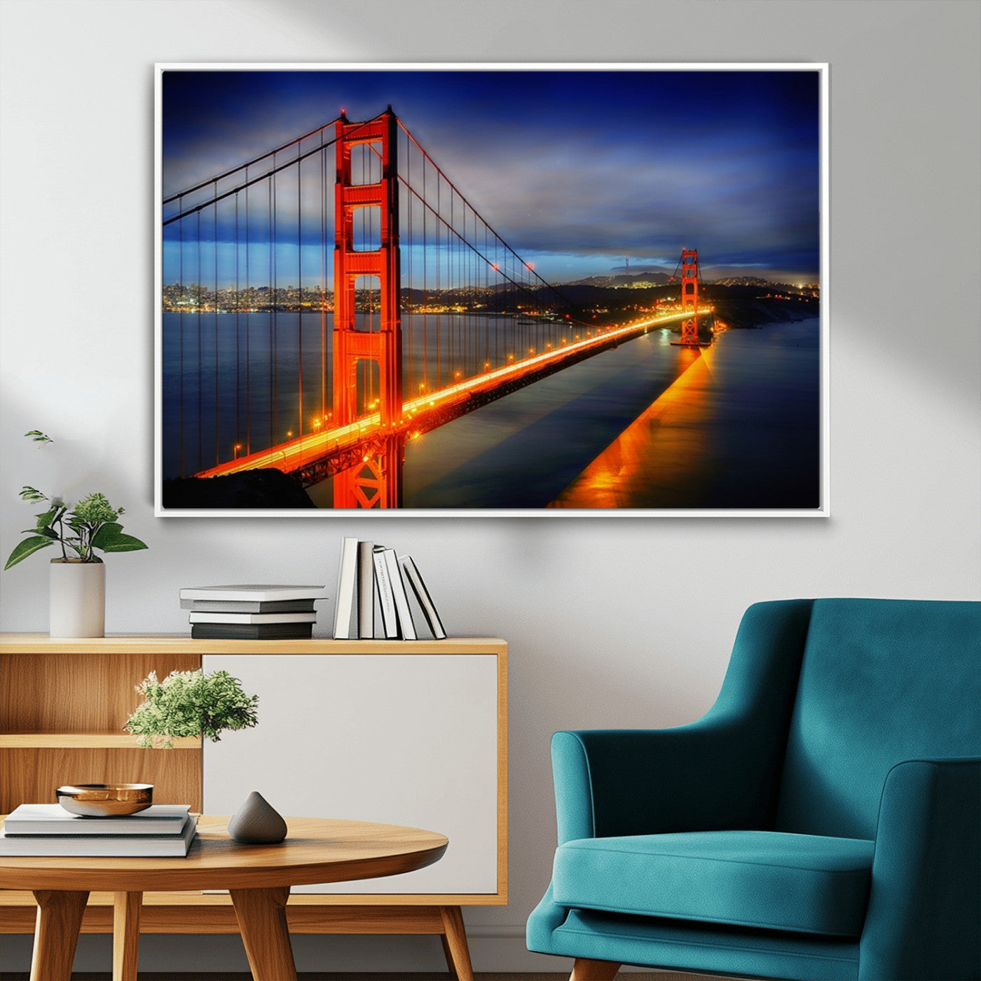 MGV-FC-36X24 - Large Wall Art San Francisco Canvas Print - Wonderful Golden Gate Bridge at Twilight