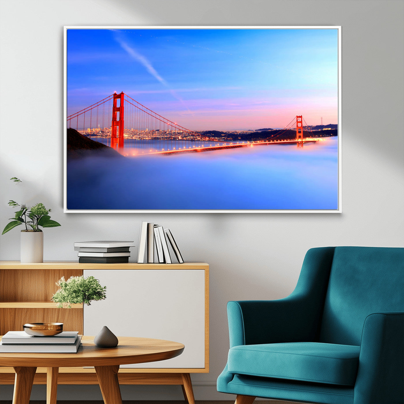 MGV-FC-36X24 - Large Wall Art San Francisco Canvas Print - Amazing Golden Gate Bridge in Fog