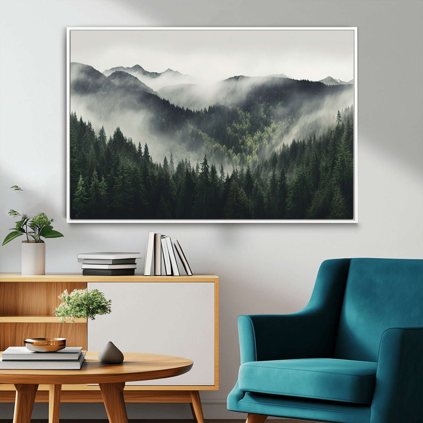 MGV-FC-36X24 - Misty Forest Canvas Print Wall Art Premium Canvas Print a Foggy and Serene Atmosphere