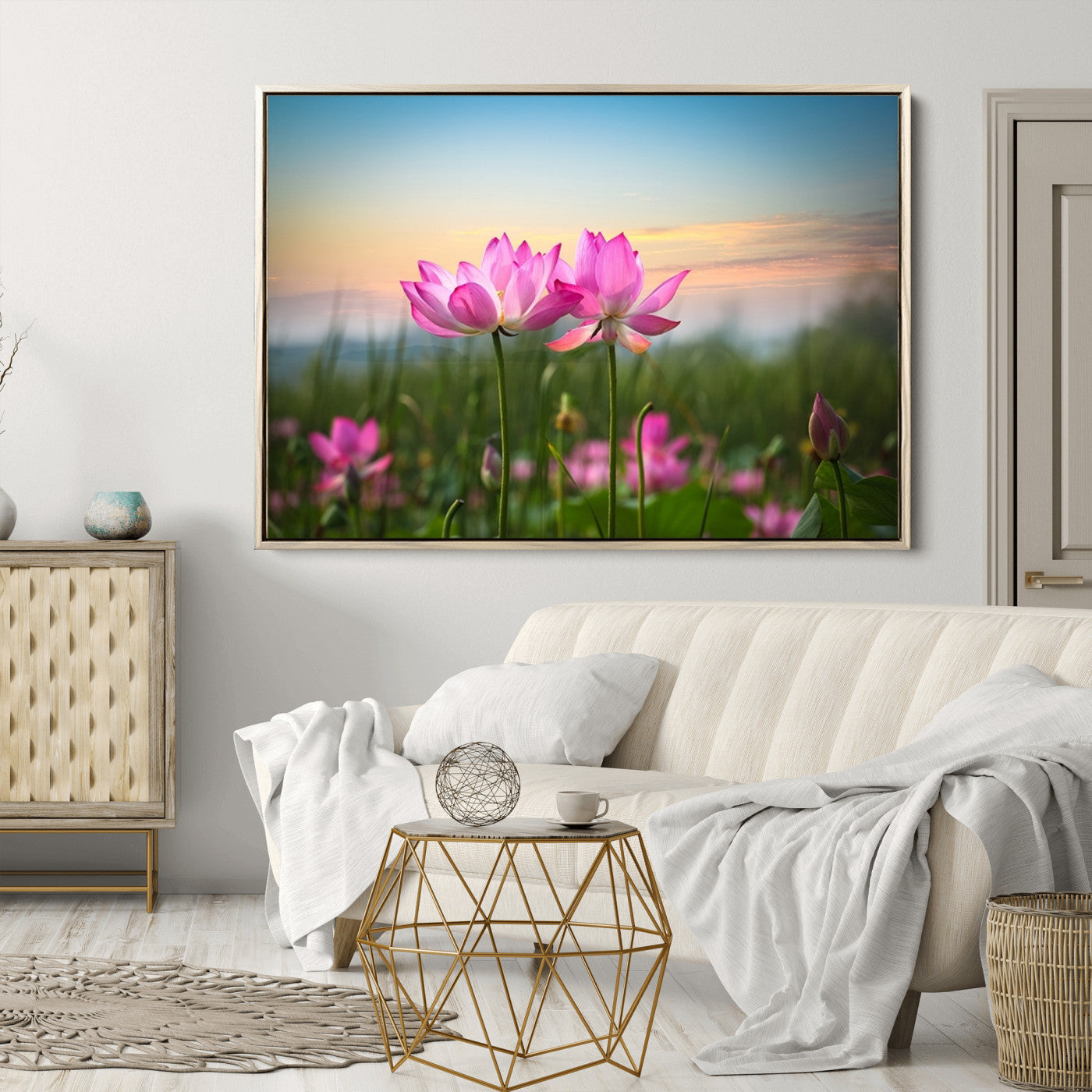 64234-MGV-CV-36X24-Pink Flower on the Mountain Canvas Print, Framed Pink Flower Canvas Wall Art