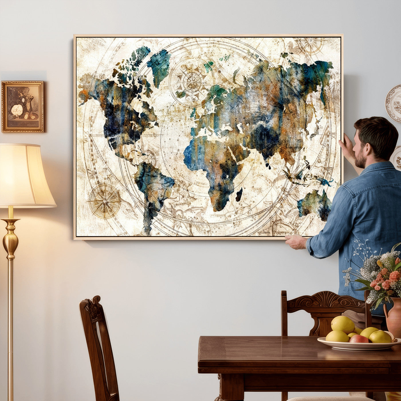 10554-MGV-CV-36X24 - Abstract World Map Art Print Canvas Print