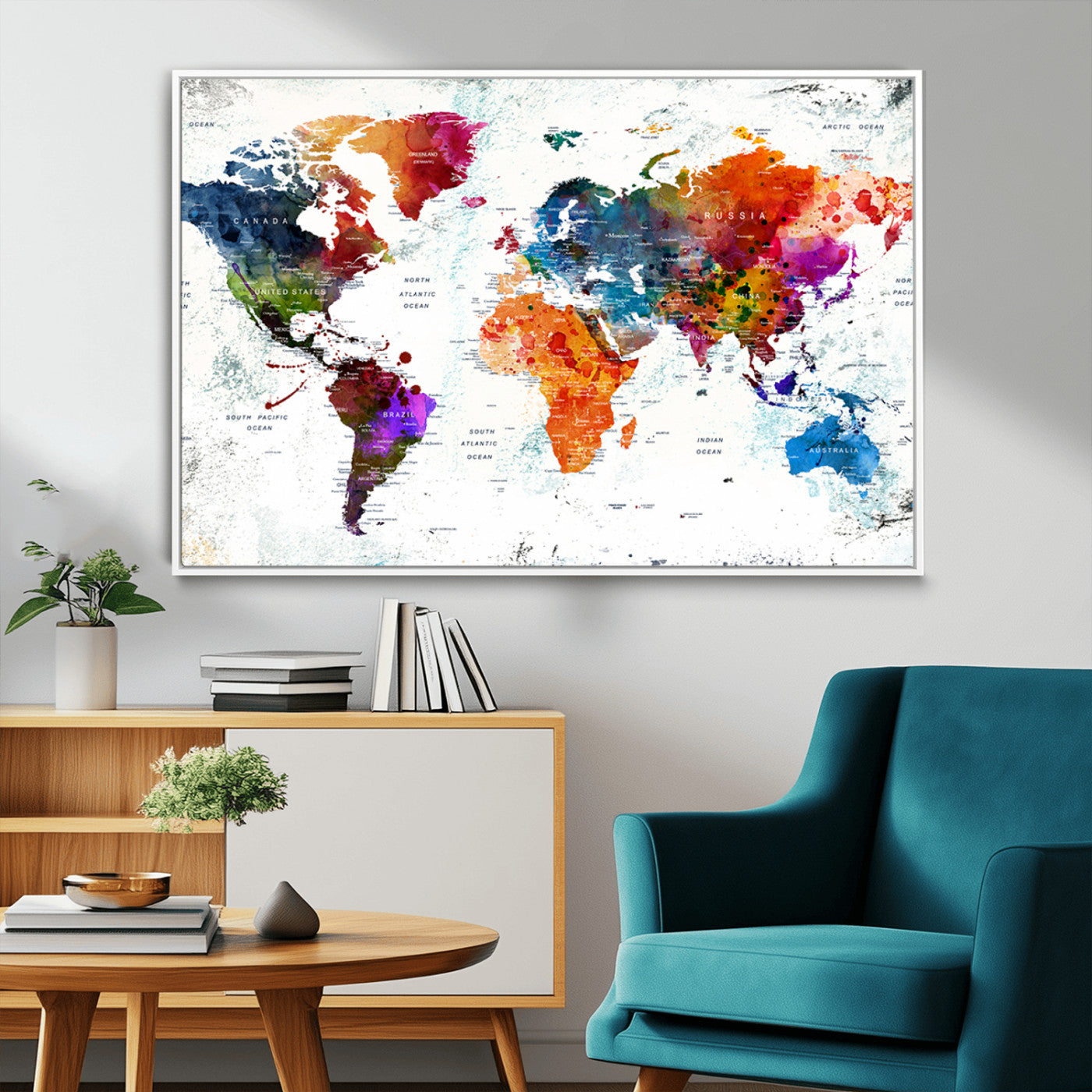 MGV-FC-36X24 - Push Pin World Map Canvas Print – Framed Wall Art for Couples to Track Their Travels – Anniversary