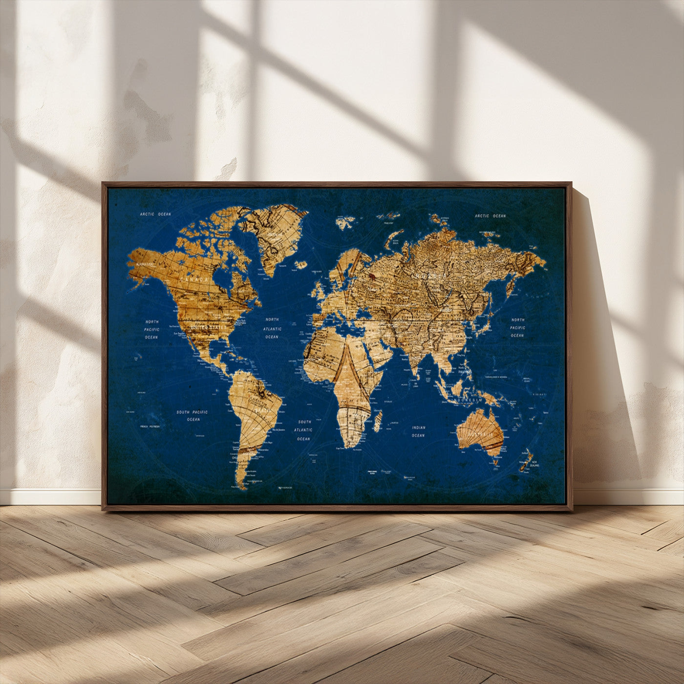 MGV-FC-36X24 - Push Pin World Map Canvas Print – Framed Wall Art for Couples to Track Their Travels – Anniversary