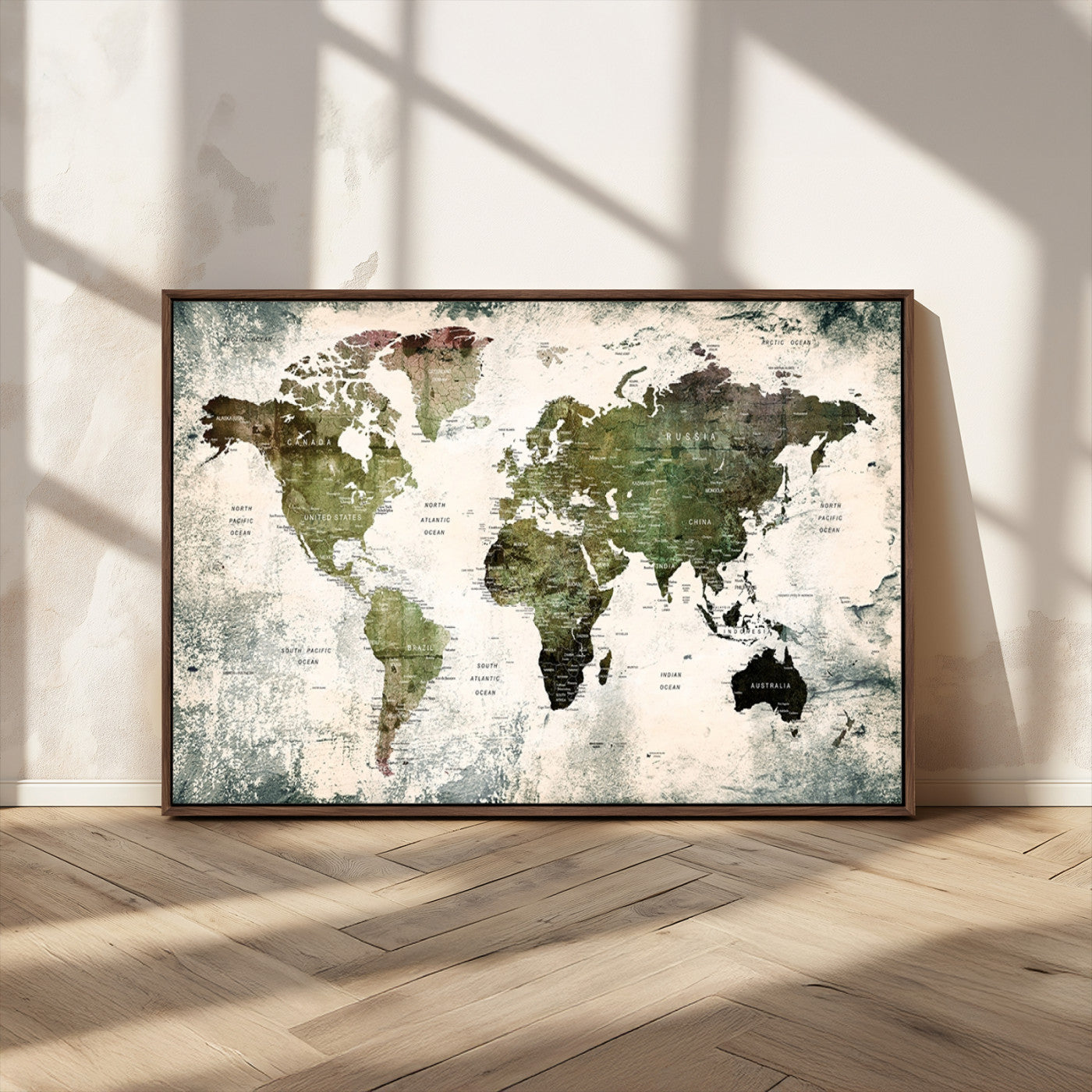 MGV-FC-36X24 - Push Pin World Map Canvas Print – Framed Wall Art for Couples to Track Their Travels – Anniversary
