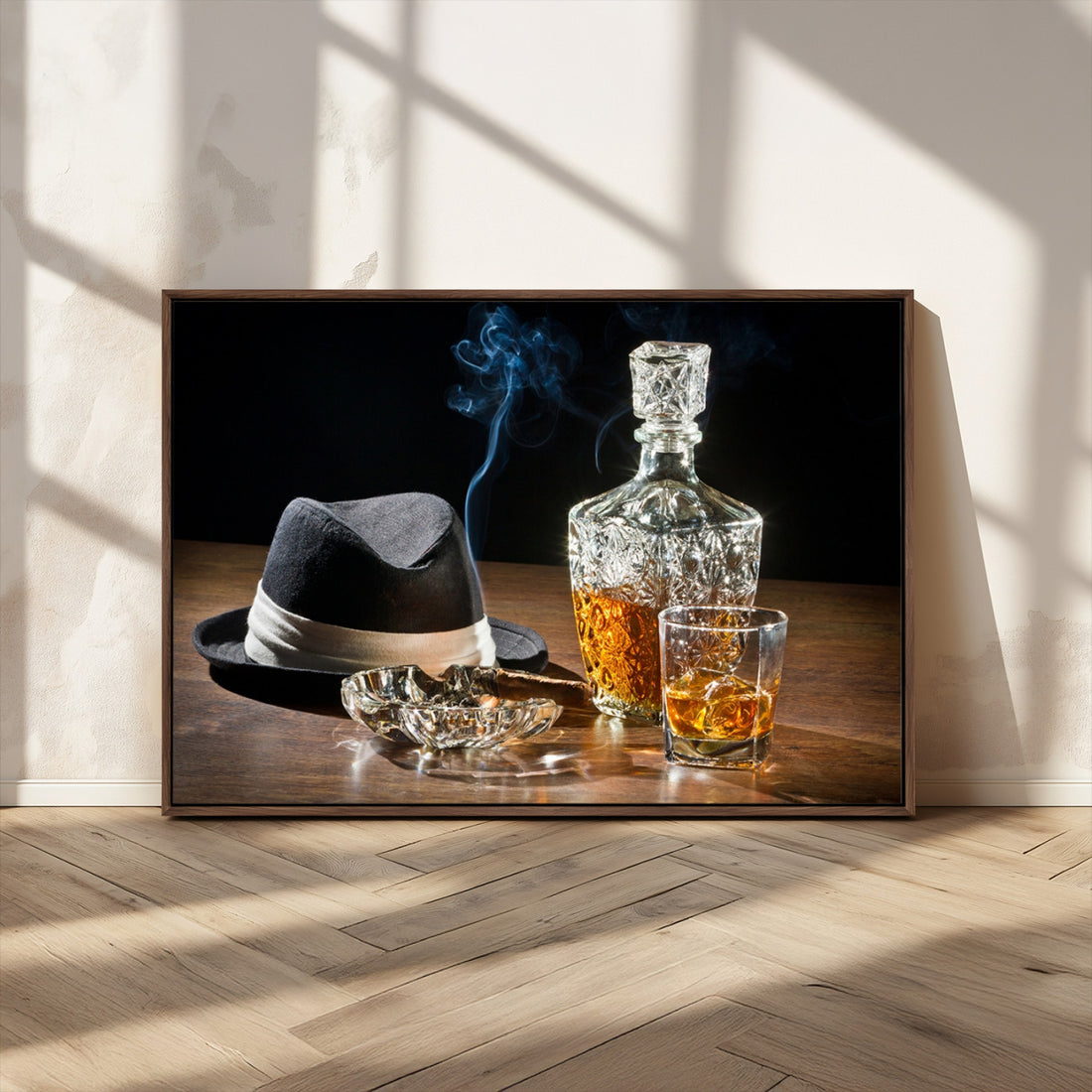 Extra Large Bourbon Wall Art, Whiskey Bar Theme Vintage Bottle Canvas Print