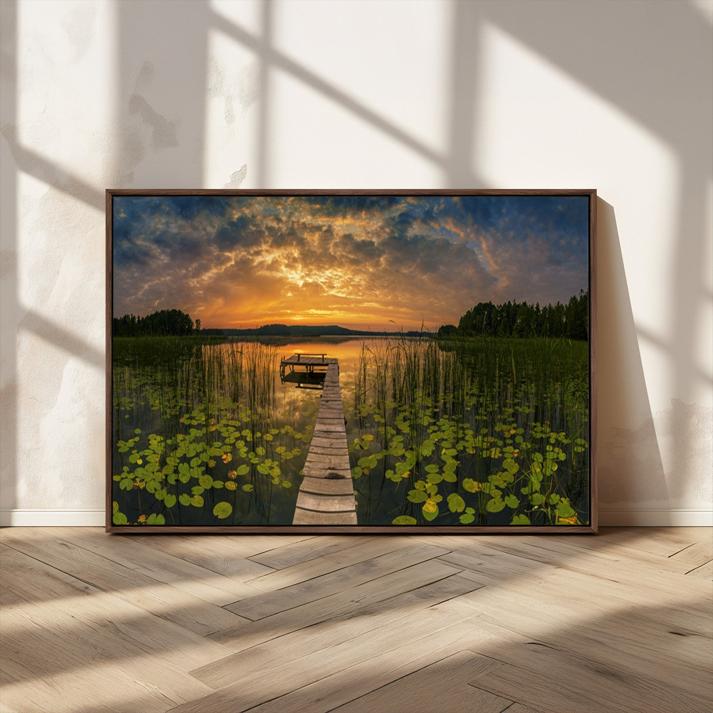28103-MGV-FC-36X24_Walnut-Lake and Flower Wall Art Canvas Print