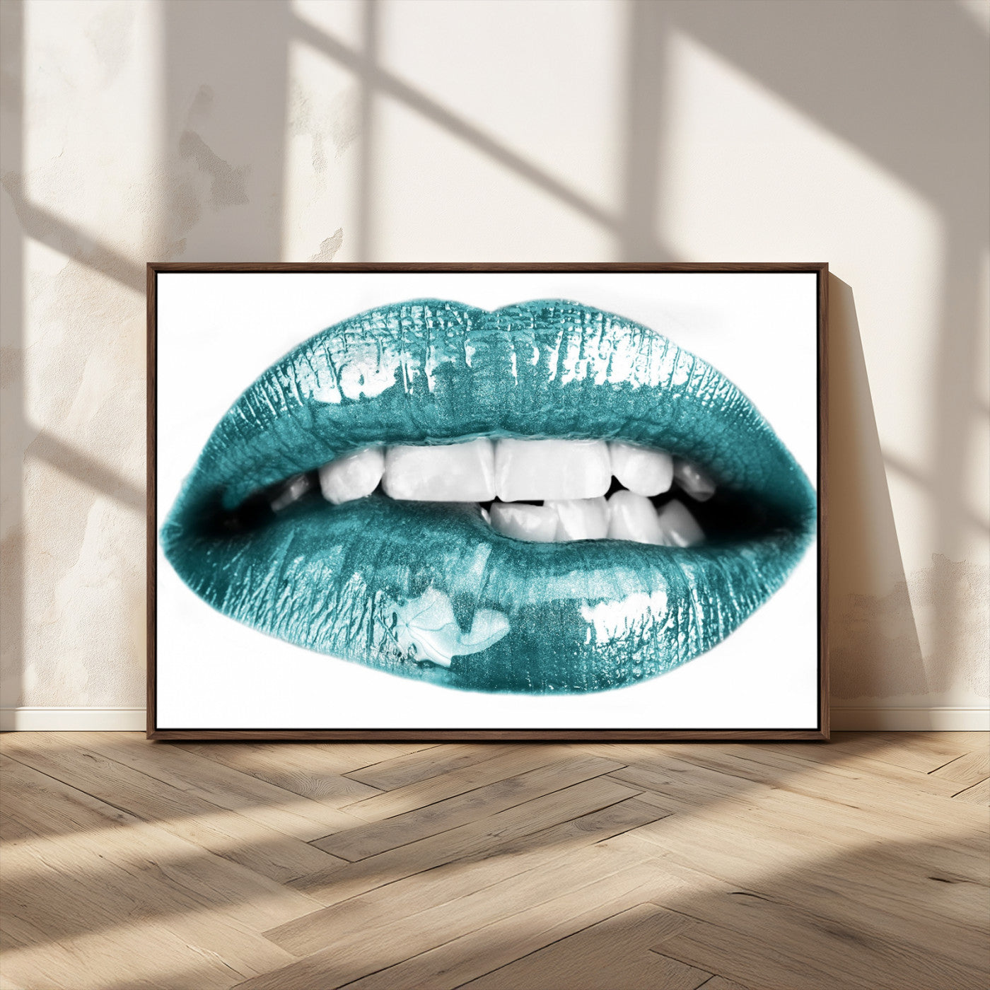 MGV-FC-36X24 - Blue Lips Wall Art Canvas Print