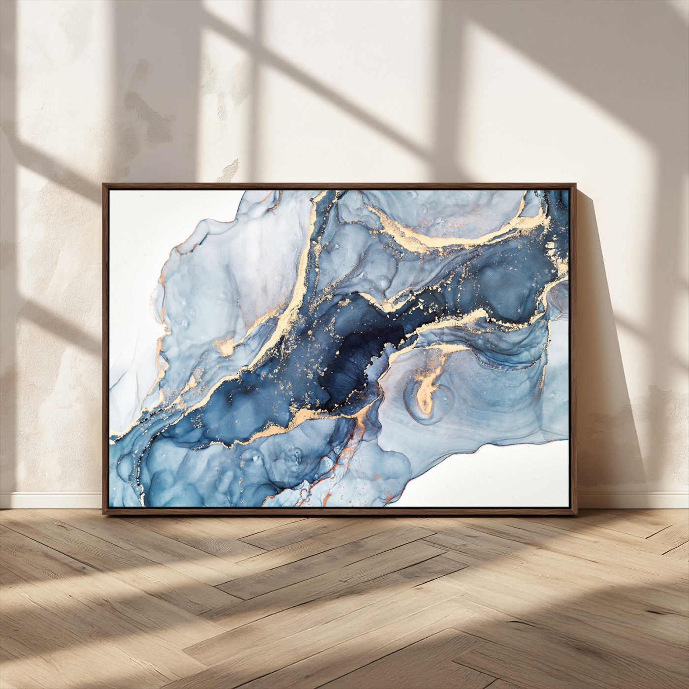 33782-MGV-CV-36X24-Abstract Art Print - Blue Abstract Canvas Wall Art Print Abstract Art Fluid Effect Marble Wall Art