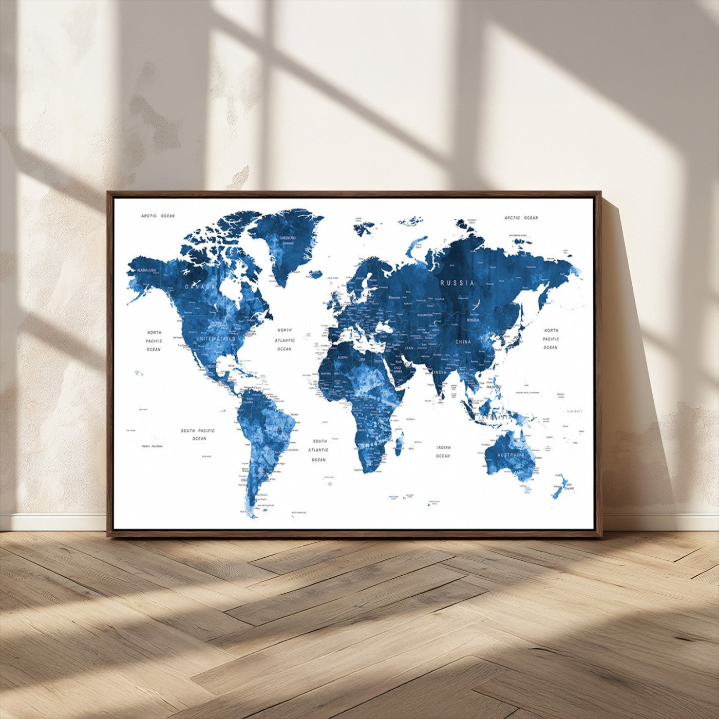 MGV-FC-36X24 - Push Pin World Map Canvas Print – Framed Wall Art for Couples to Track Their Travels – Anniversary