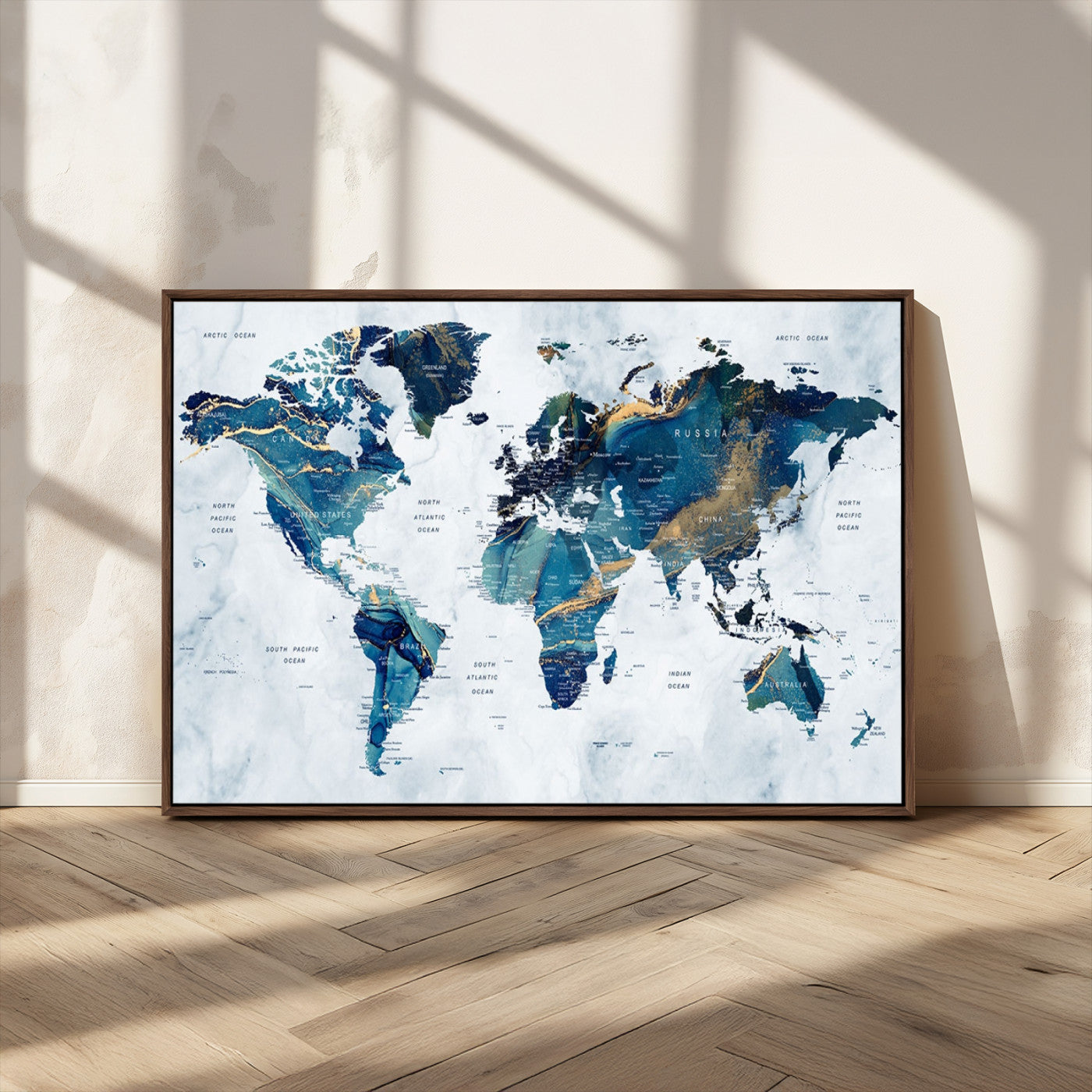 MGV-FC-36X24 - Push Pin World Map Canvas Print – Framed Wall Art for Couples to Track Their Travels – Anniversary