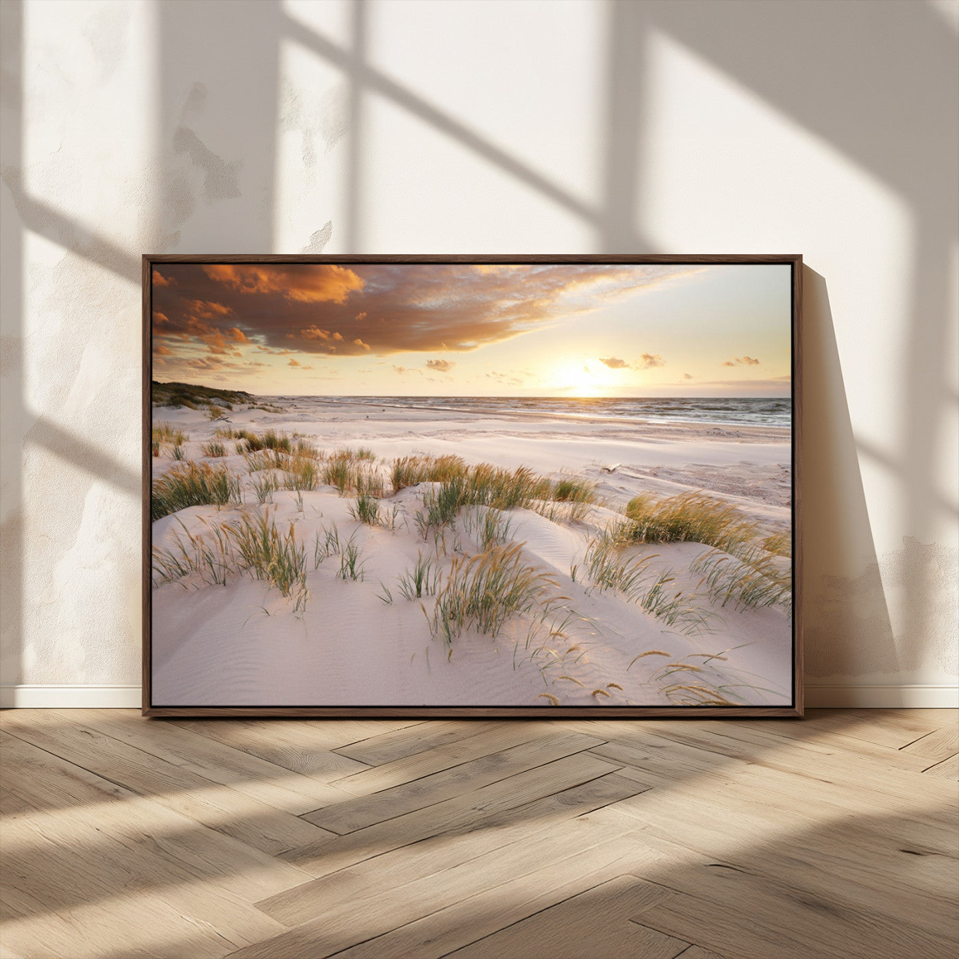 MGV-FC-36X24 - Flight Over Coastal Beach Landscape, Flight Over Coastal Beach Print Canvas Wall Art