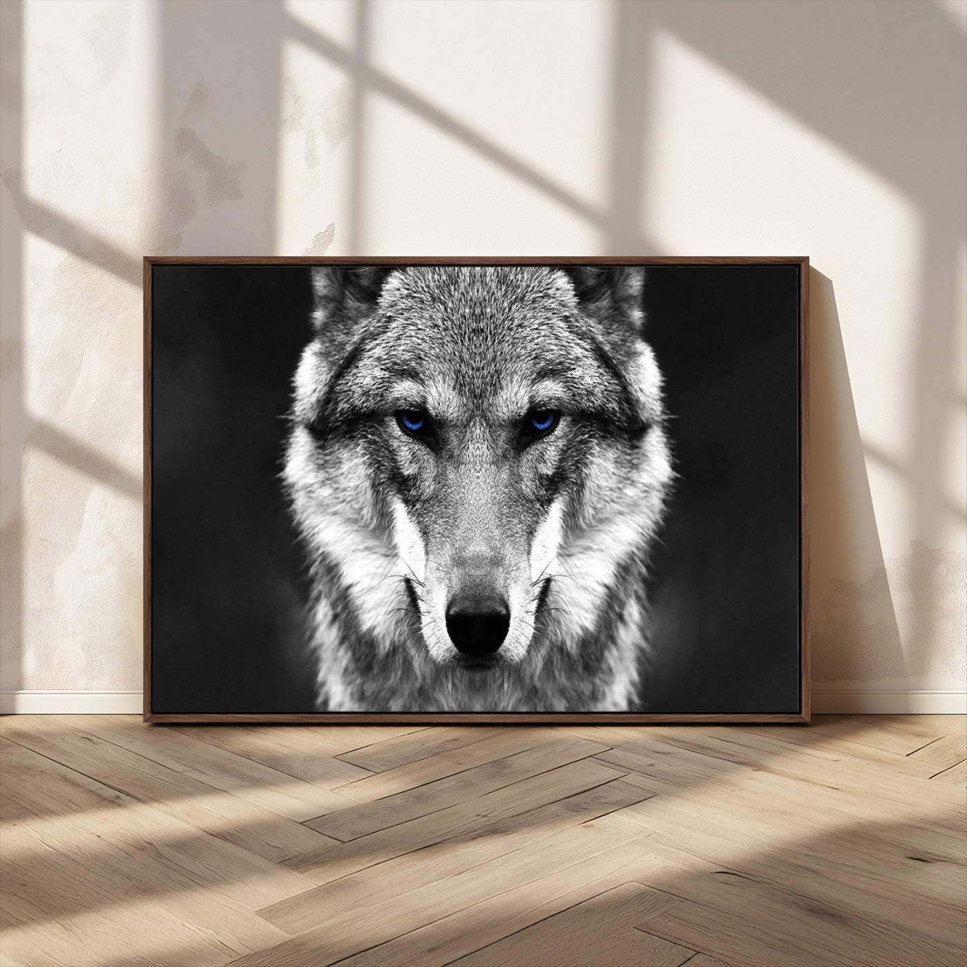 MGV-FC-36X24 - Black and White Wild Wolf Wall Art Canvas Print