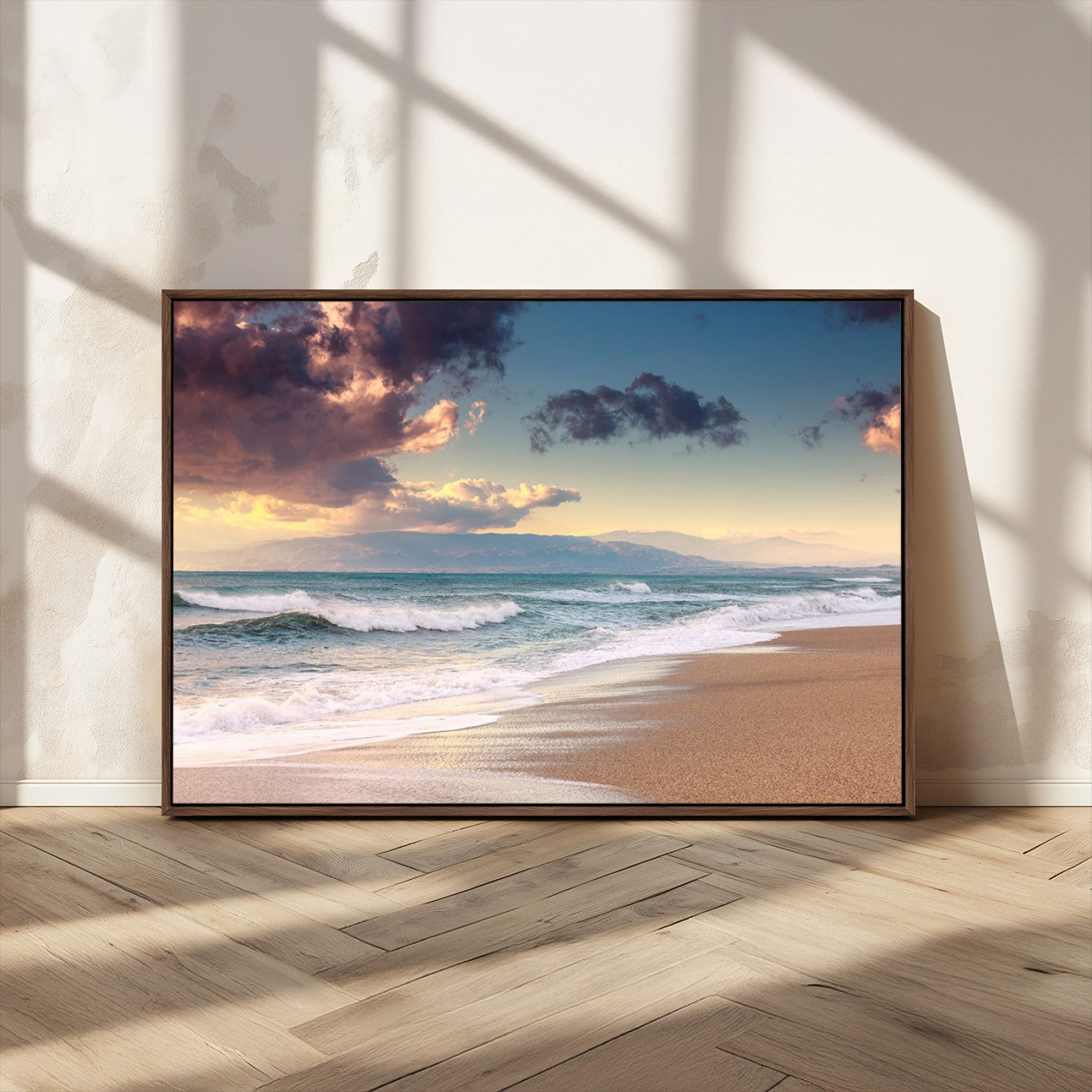 MGV-FC-36X24 - Cloudy Weather Beach Sunset Canvas Print | Sunrise Wall Art Canvas Print