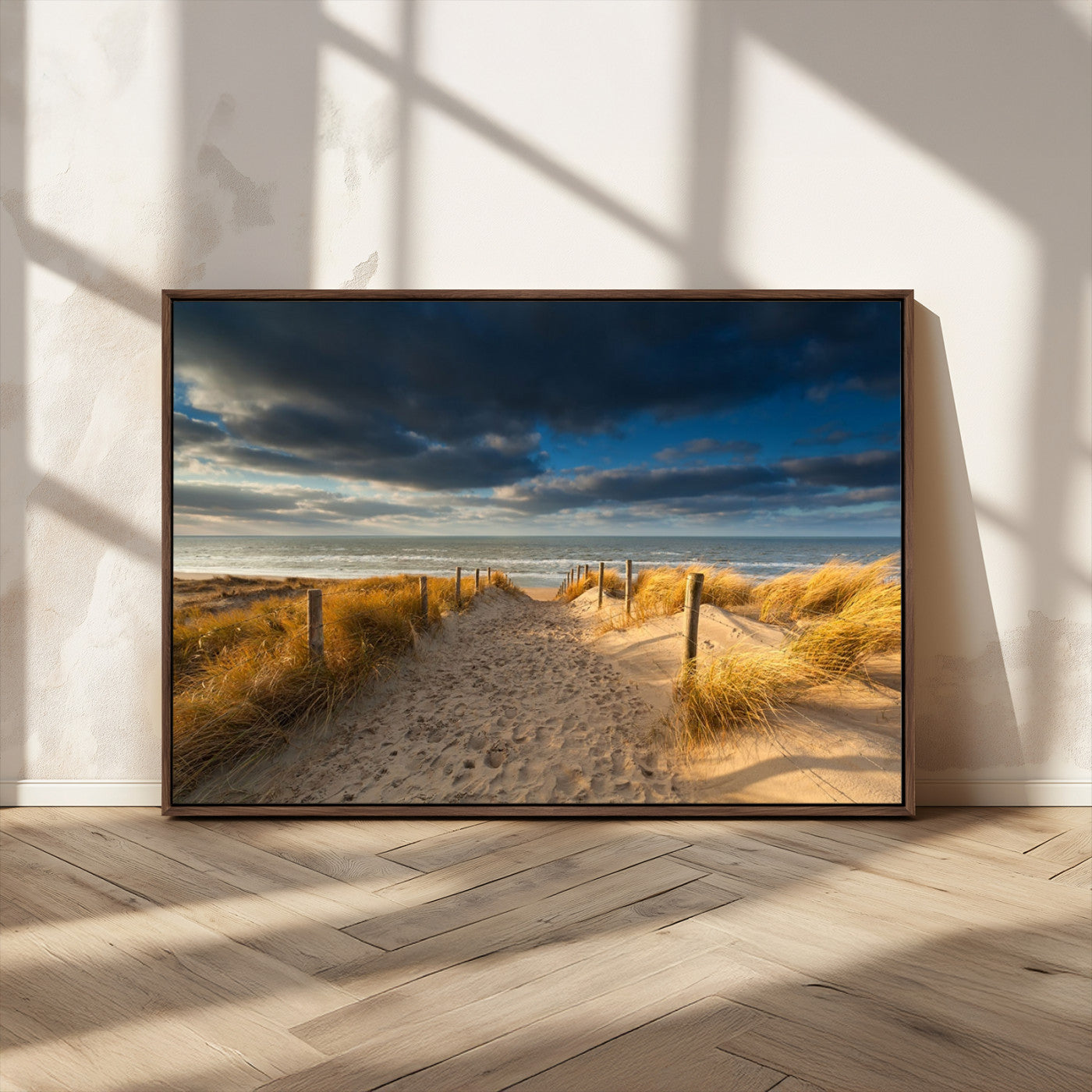 MGV-FC-36X24 - Ocean Beach Dark Clouds Wall Art Canvas Print