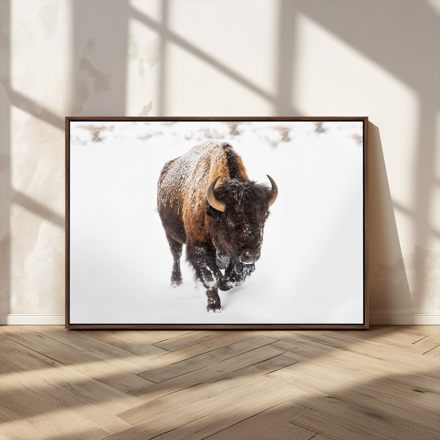 MGV-FC-36X24 - Bison Winter Wall Art Canvas Print For Farmhouse Decor