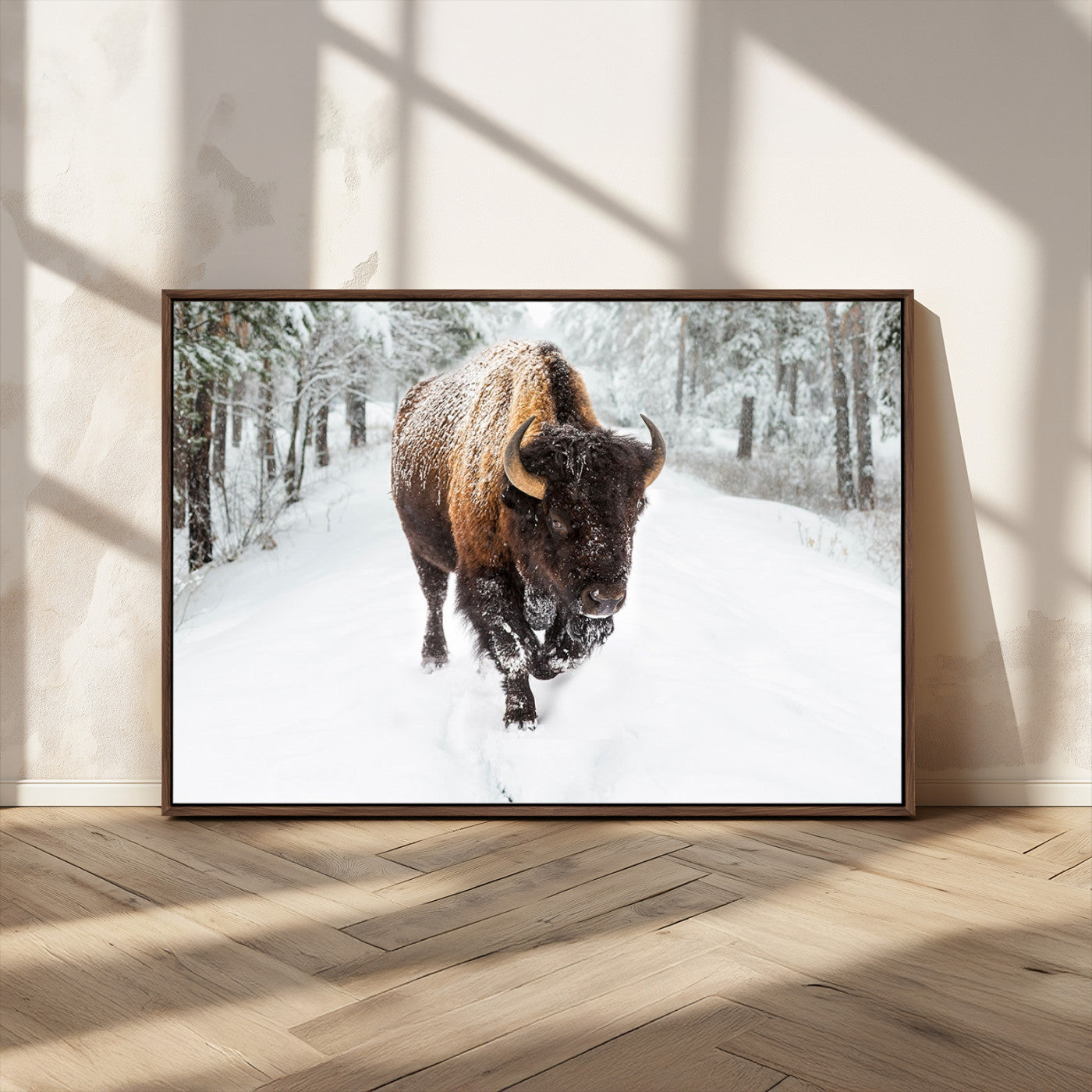 MGV-FC-36X24 - Bison Wall Art Canvas Print For Farmhouse, Animal Canvas Print, Wild Animal Wall Art