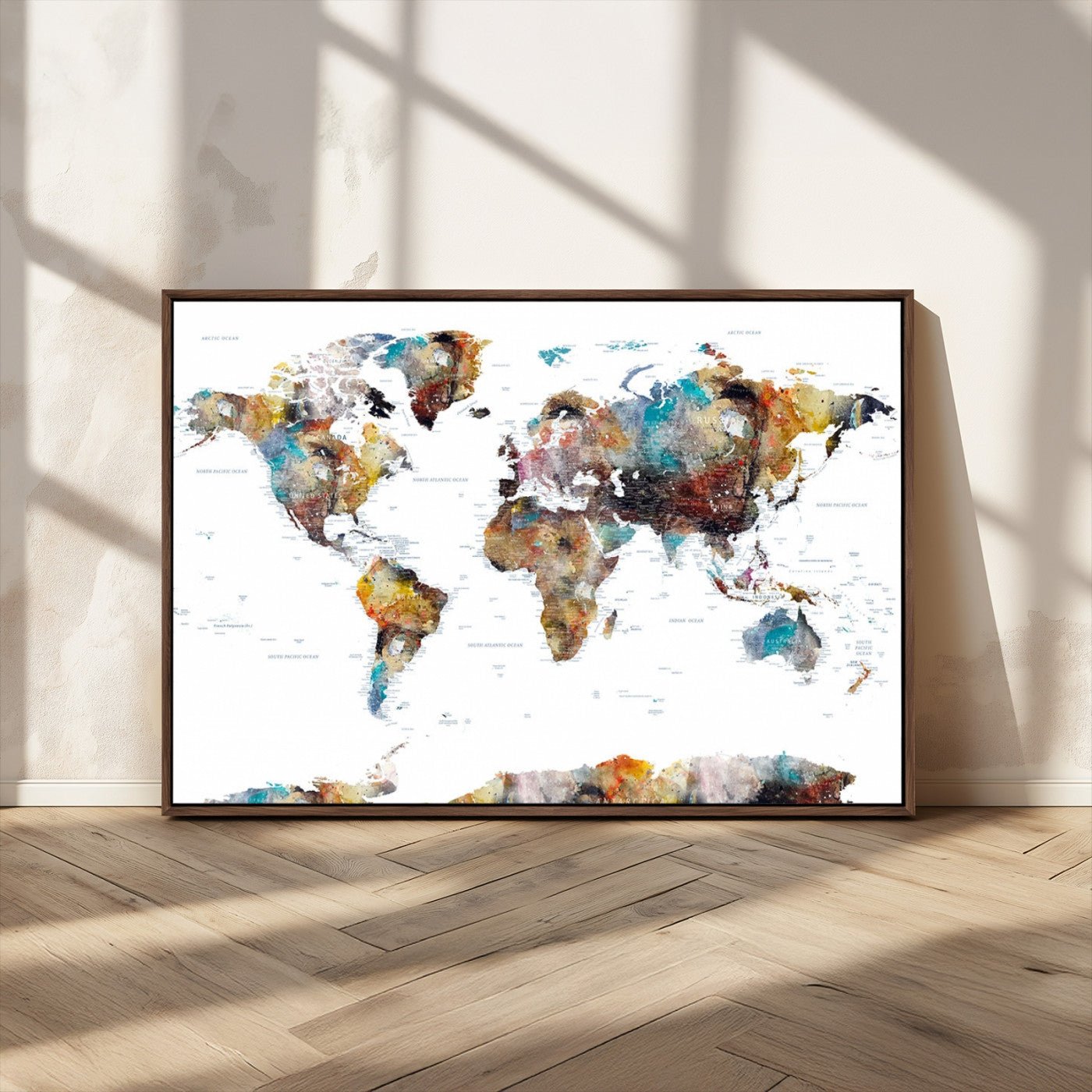 MGV-FC-36X24 - Push Pin World Map Canvas Print – Framed Wall Art for Couples to Track Their Travels – Anniversary