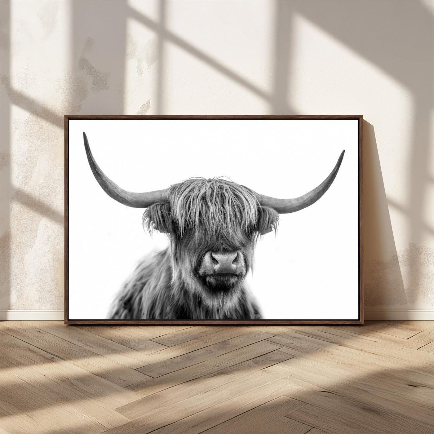 MGV-FC-36X24 - Scottish Highland Cow Cattle Art Print Wall Art Canvas Print for Farmhouse Decor, Framed Scottish