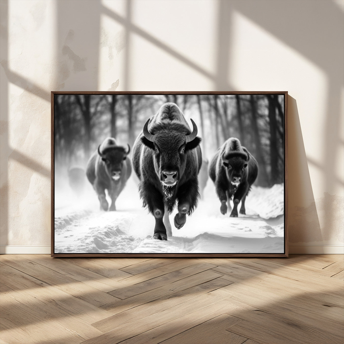 MGV-FC-36X24 - Buffalo Wall Art Canvas Print, Bison Family Wall Art Canvas Print