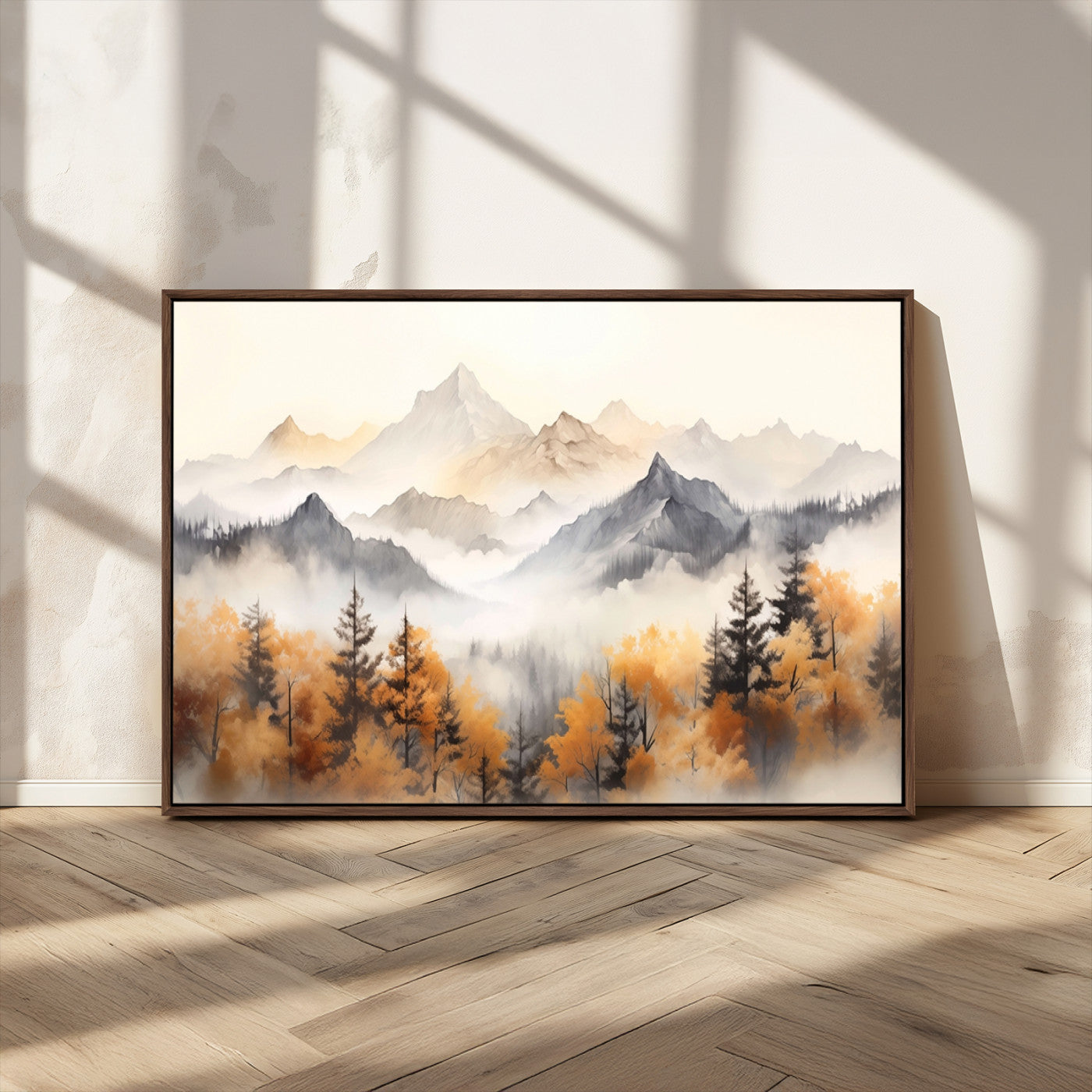 MGV-FC-36X24 - Abstract Mountain Wall Art | Misty Mountain Forest and Mountains Canvas Print for Living Room,