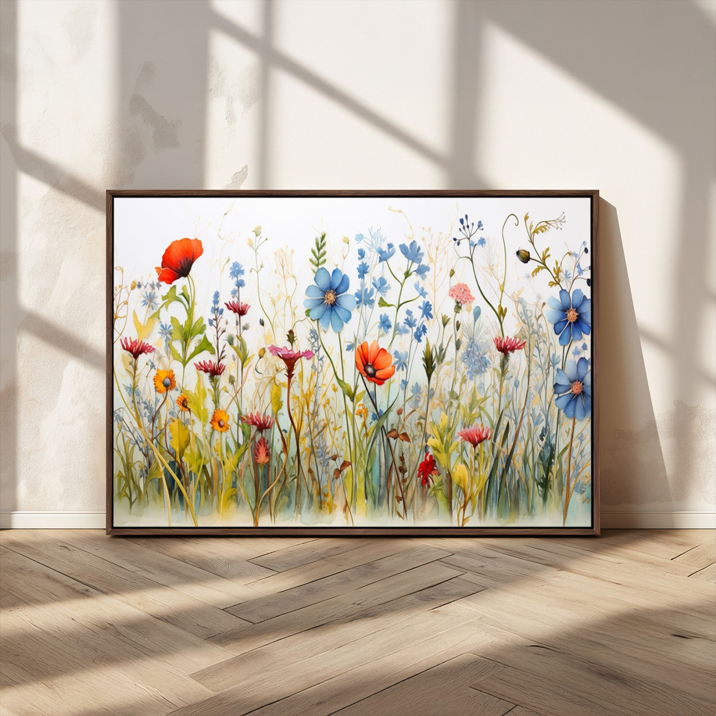 MGV-FC-36X24 - Colorful Wildflower Canvas Wall Art - Vibrant Floral Botanical Print, Bright Nature Decor for Living