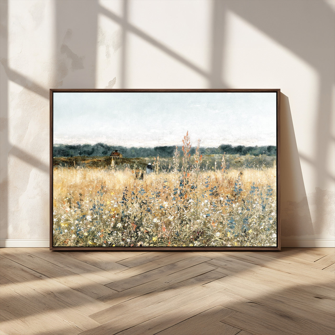 MGV-FC-36X24 - Wildflower Field Wall Art Canvas | Nature-Inspired Landscape Canvas Print for Living Room or Office | Rustic Floral Decor