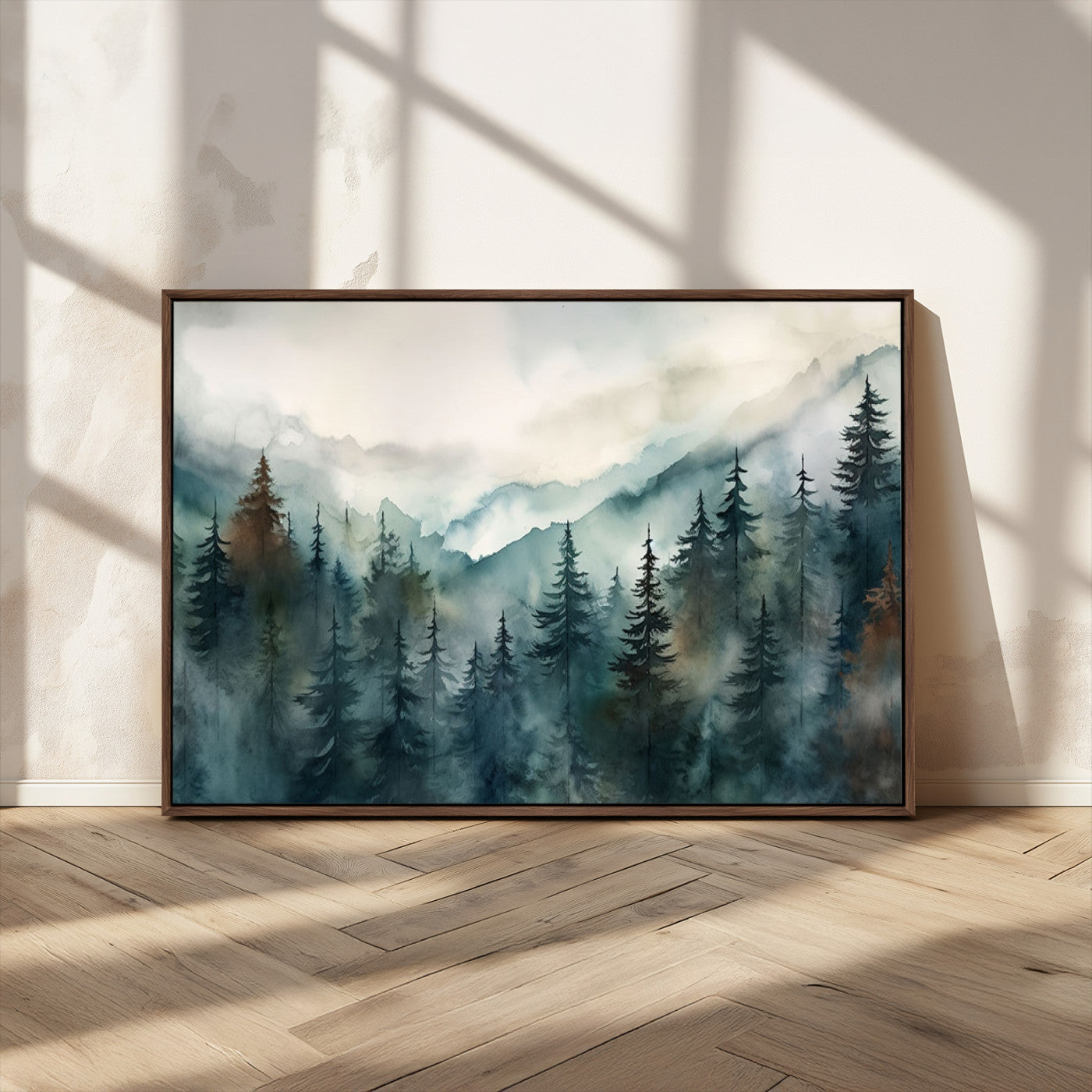 48468-MGV-CV-36X24-Serenity Forest Wall Art Canvas | Foggy Mountain Landscape Canvas Print for Living Room or Office | Nature-Inspired Woodland Decor