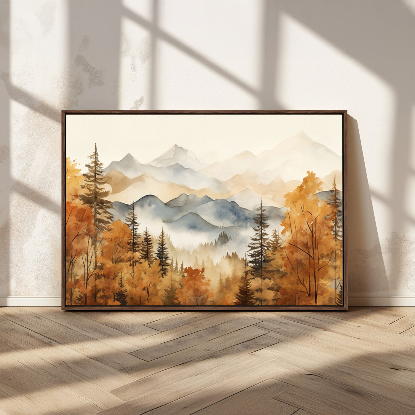 MGV-FC-36X24 - Golden Autumn Forest Wall Art | Mountain Landscape Canvas Print for Living Room or Bedroom | Large Wall Decor with Nature-Inspired Design