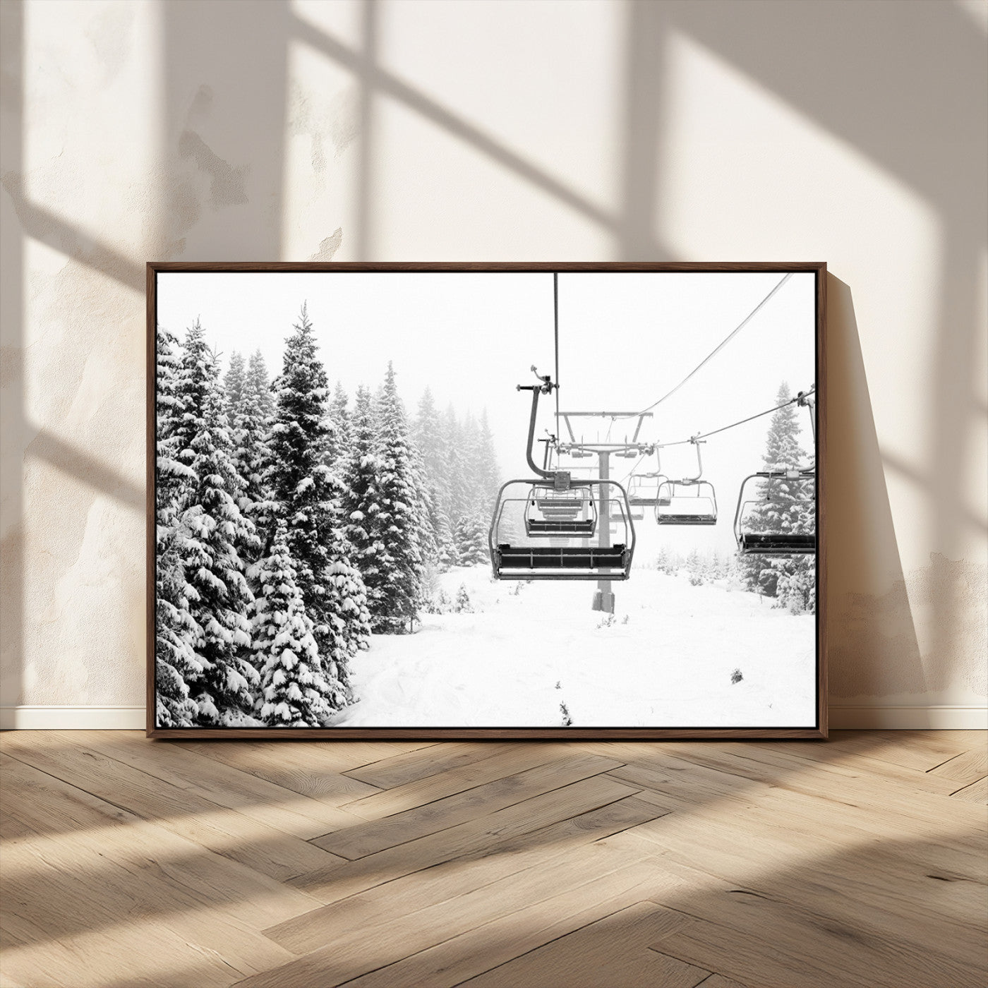 MGV-FC-36X24 - Ski Wall Art - Ski Lift Wall Art Canvas Print Snow Covered Spruce Trees Winter Wall Art Ski Skier Gift Ski Resort Canvas Wall Art