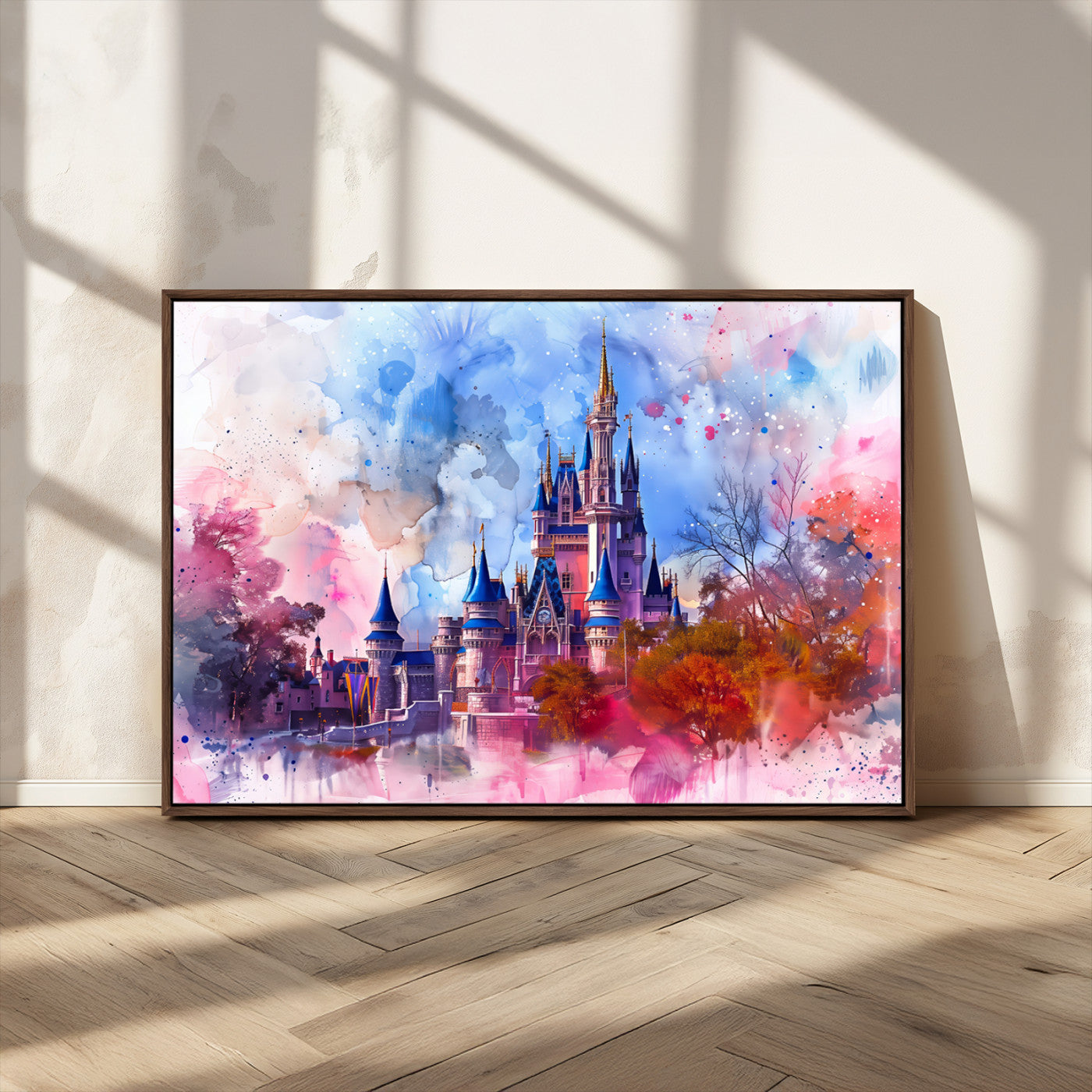 MGV-FC-36X24 - Disney Wall Art: Dreamy Watercolor Cinderella Castle Canvas Print
