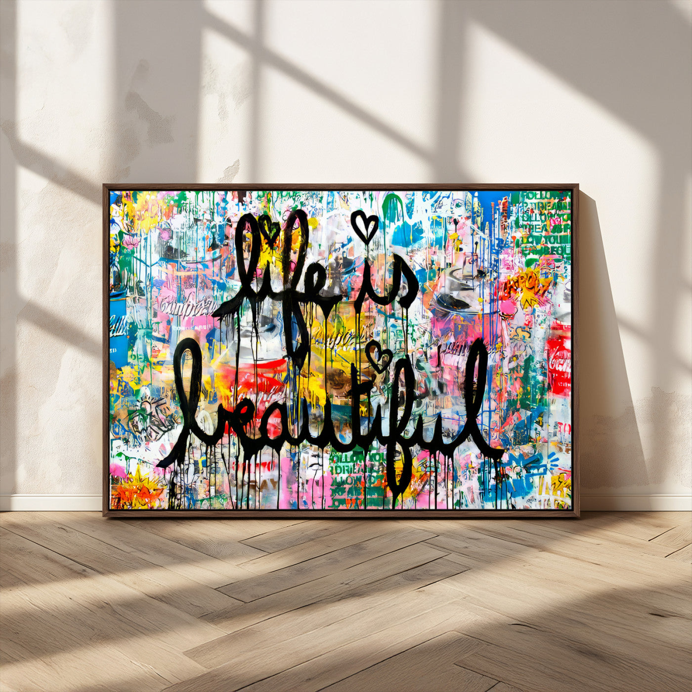 MGV-FC-36X24 - Life Beautiful Wall Art Canvas Print | Graffiti Wall Art Canvas Print