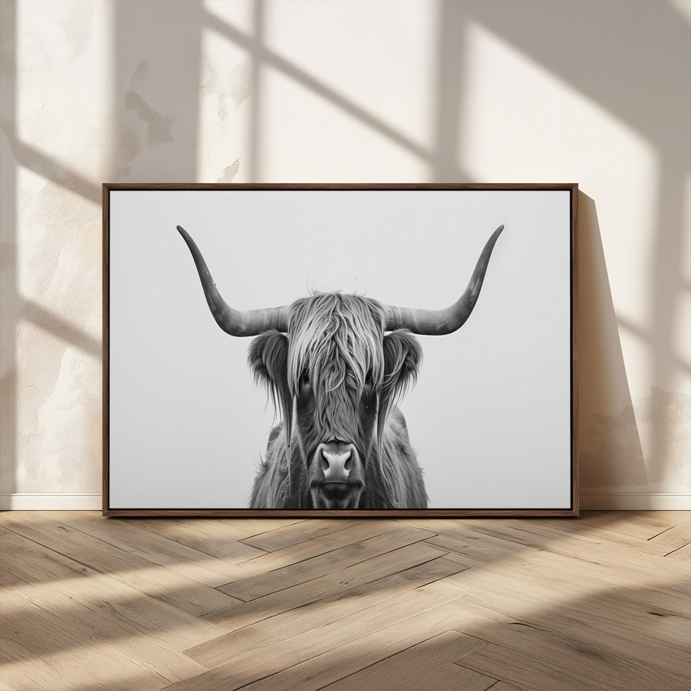 -Farmhouse Longhorn Wall Art Canvas Print, Longhorn Texas Wall Art Canvas Print