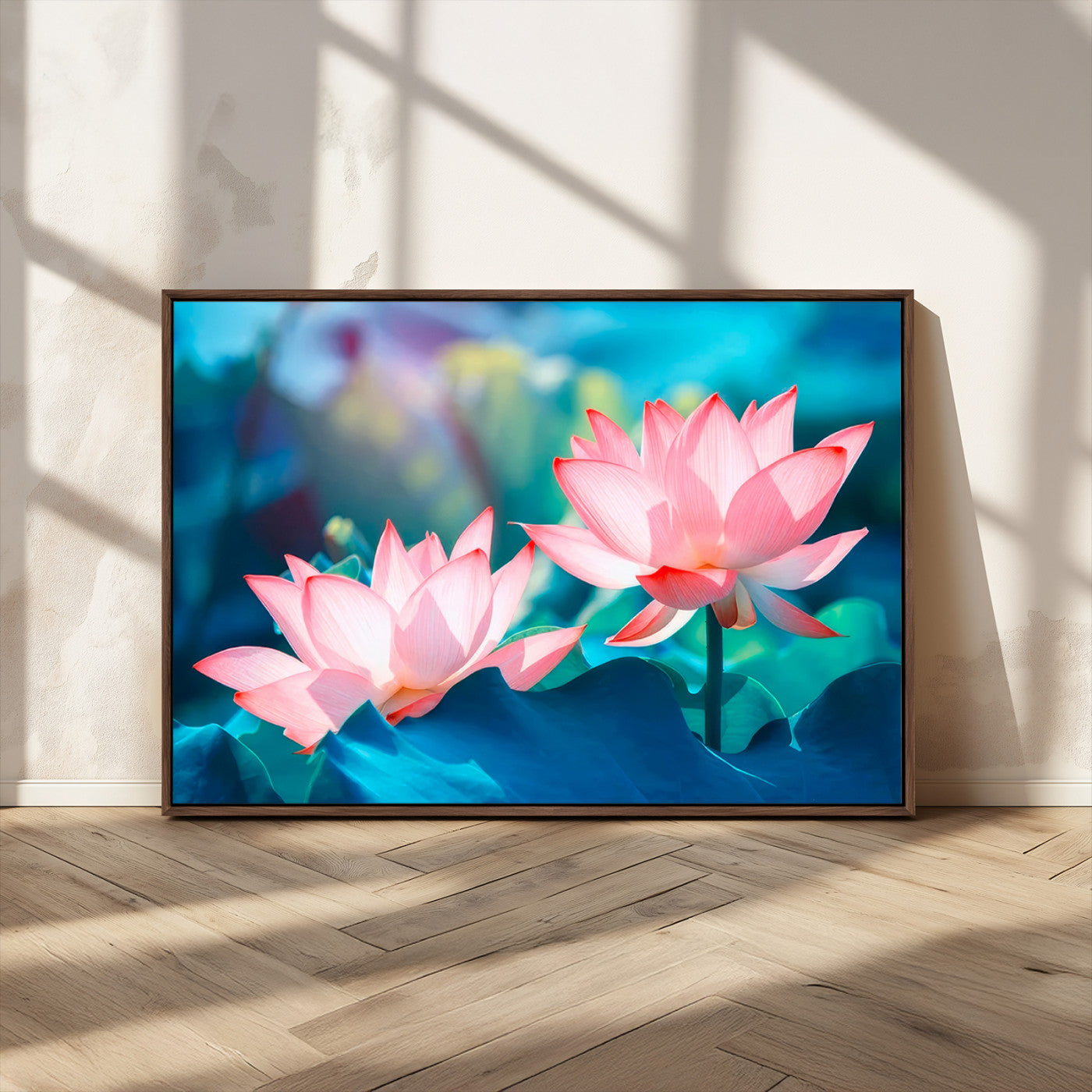 MGV-FC-36X24 - Pink Lotus Flower Canvas Wall Art | Vibrant Floral Wall Decor for Living Room, Office, or Bedroom | Large Botanical Art