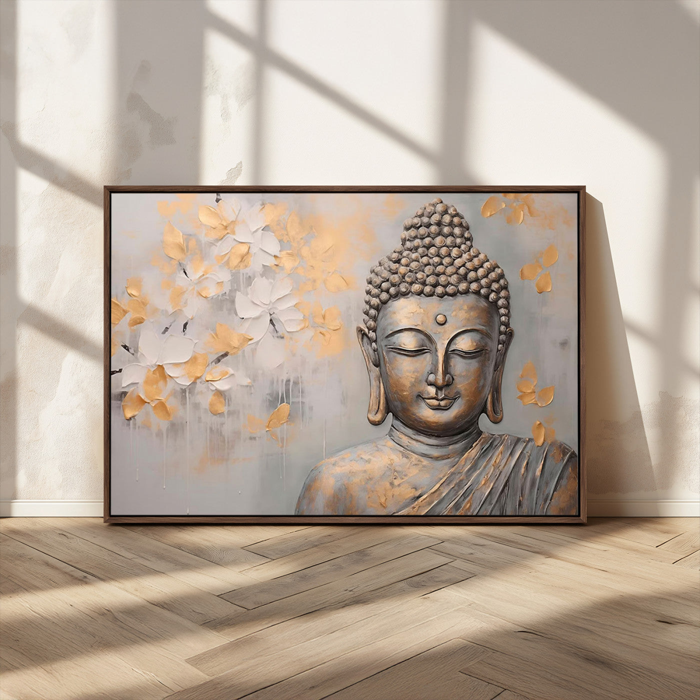 MGV-FC-36X24 - Abstract Buddha Statue Wall Art Canvas Print - Modern Meditation Decor for Living Room, Office, Yoga Studio Decor